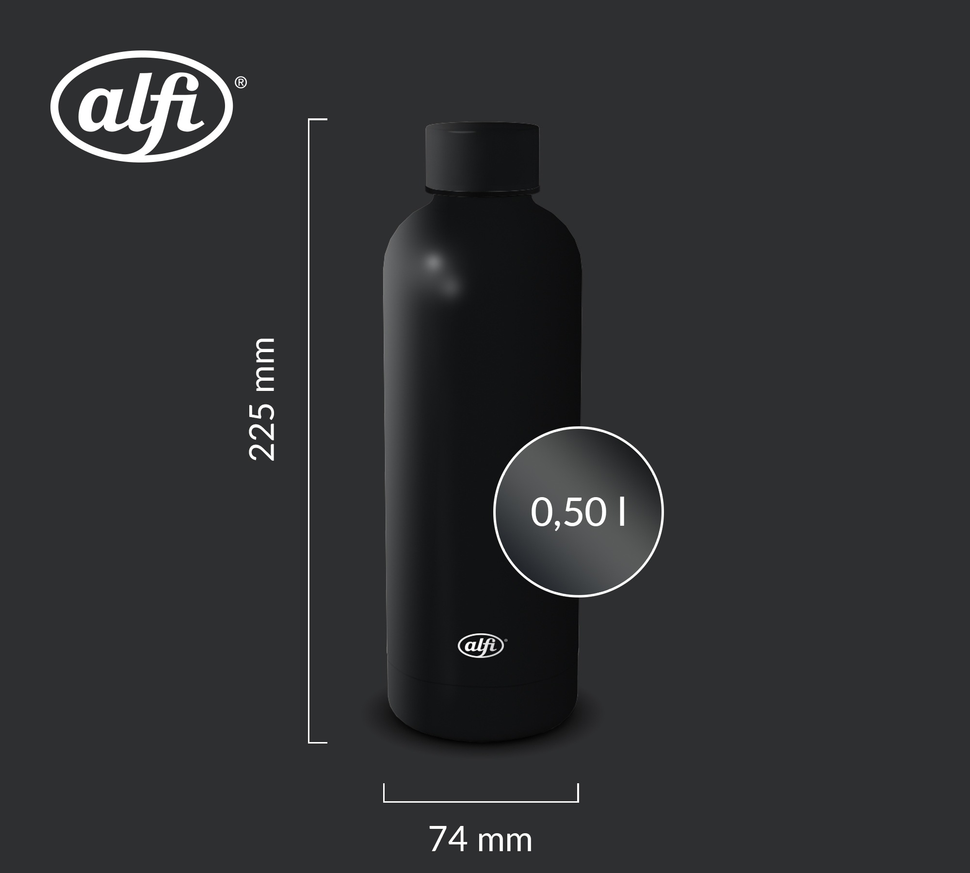 Alfi Isolierflasche »BASICS BOTTLE, aus doppelwandigem Edelstahl« 0,50l, 12h kalt oder 6h heiß, absolut dicht