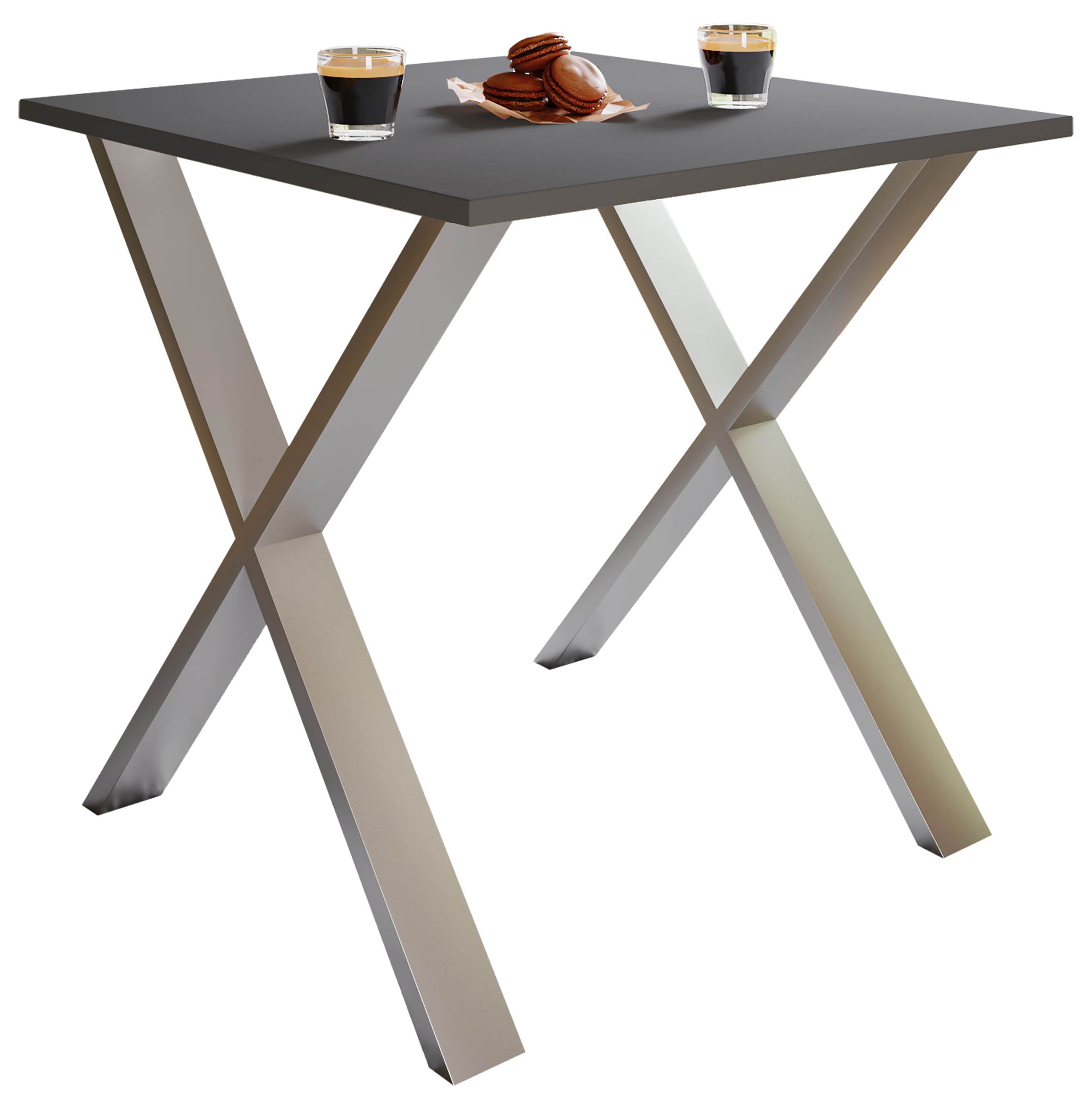 Esstisch VCM "Premium Holz Esstisch Küchentisch Xona X 80x80", schwarz (silber, anthrazit), B:80cm T:80cm, Tische, Esstisch