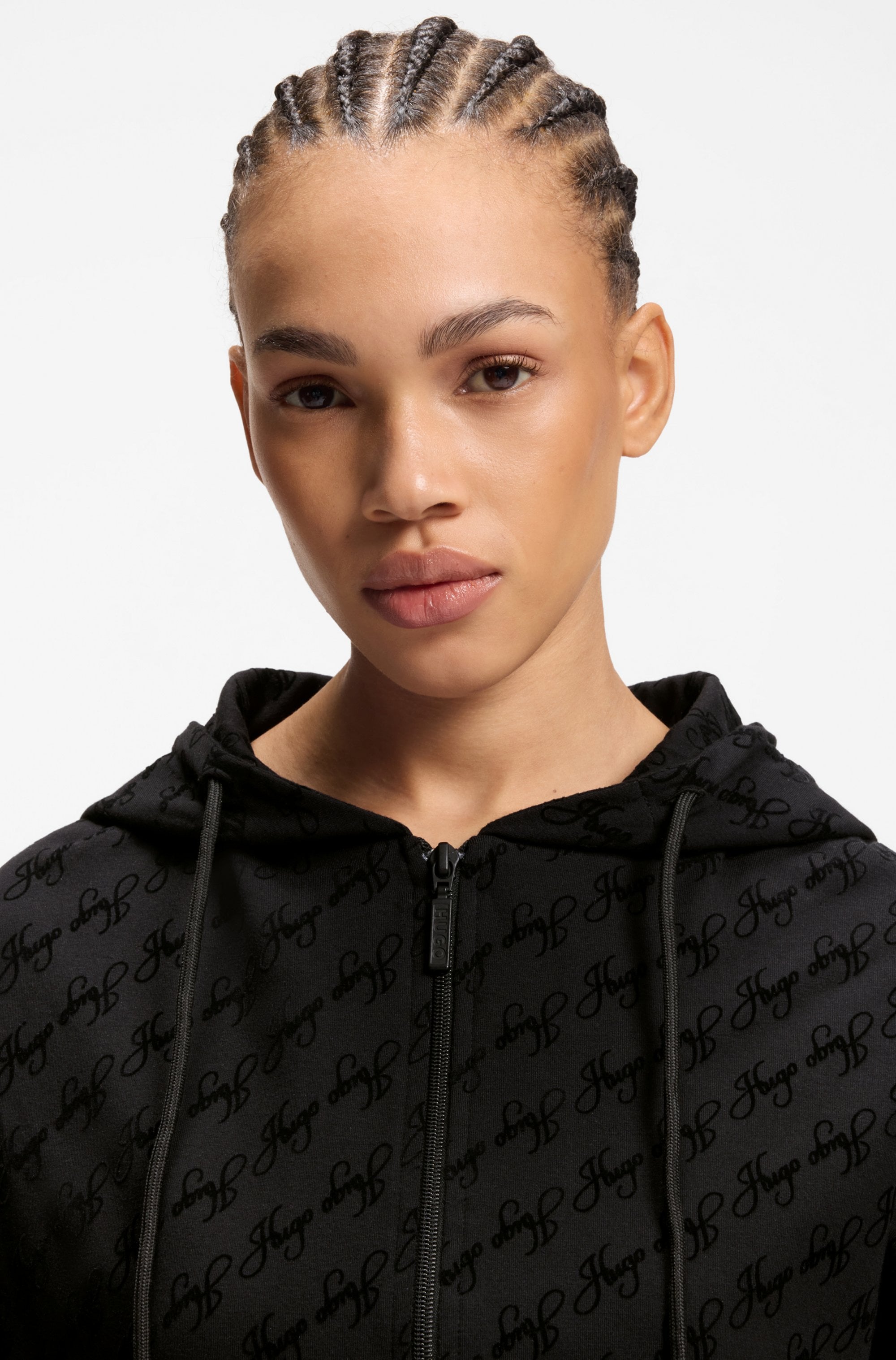 HUGO Underwear Kapuzensweatjacke »FLOKKY« Flock-Logo-Print, relaxed fit