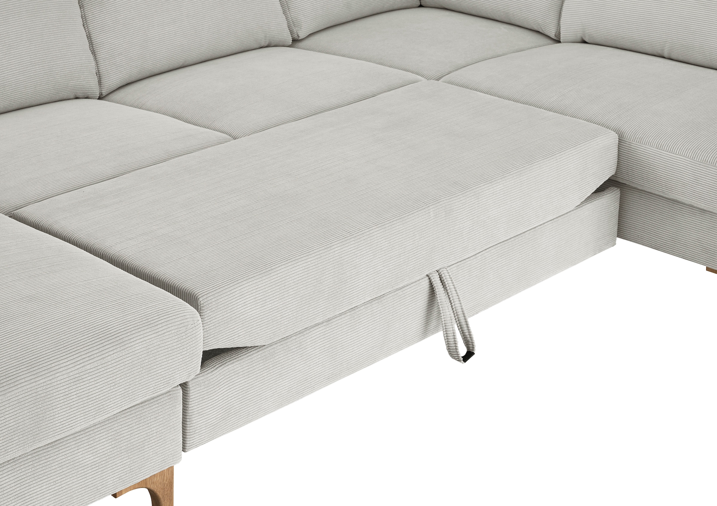 3C Candy Wohnlandschaft »Lecce, wahlweise PUR-Schaumstoff oder Tonnentaschenfederkern U-Form« Bettkasten in Umbauecke und Longchair, sowie Querschläfer im 2-Sitzer