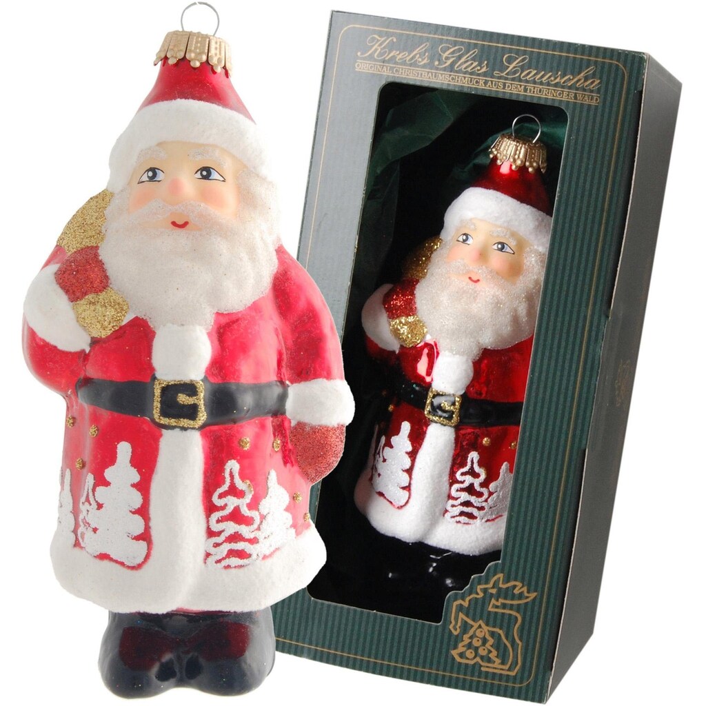 Krebs Glas Lauscha Christbaumschmuck »Santa mit Bäumen, Weihnachtsdeko rot, Christbaumschmuck«, (1 tlg.)