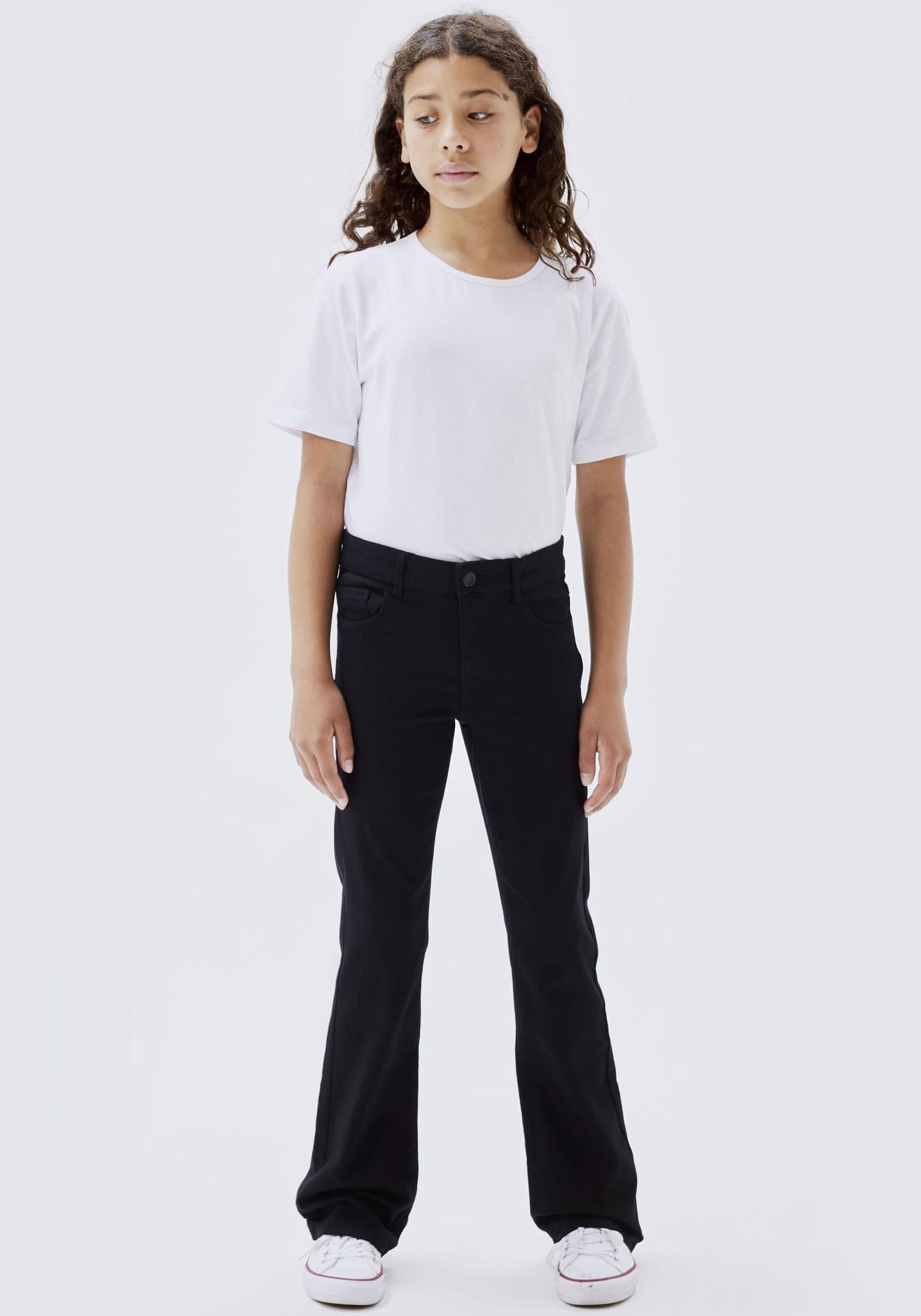 NAME IT - Pantalon Bootcut Fille - Taille Haute élastique - Viscose Confort - Style Décontracté