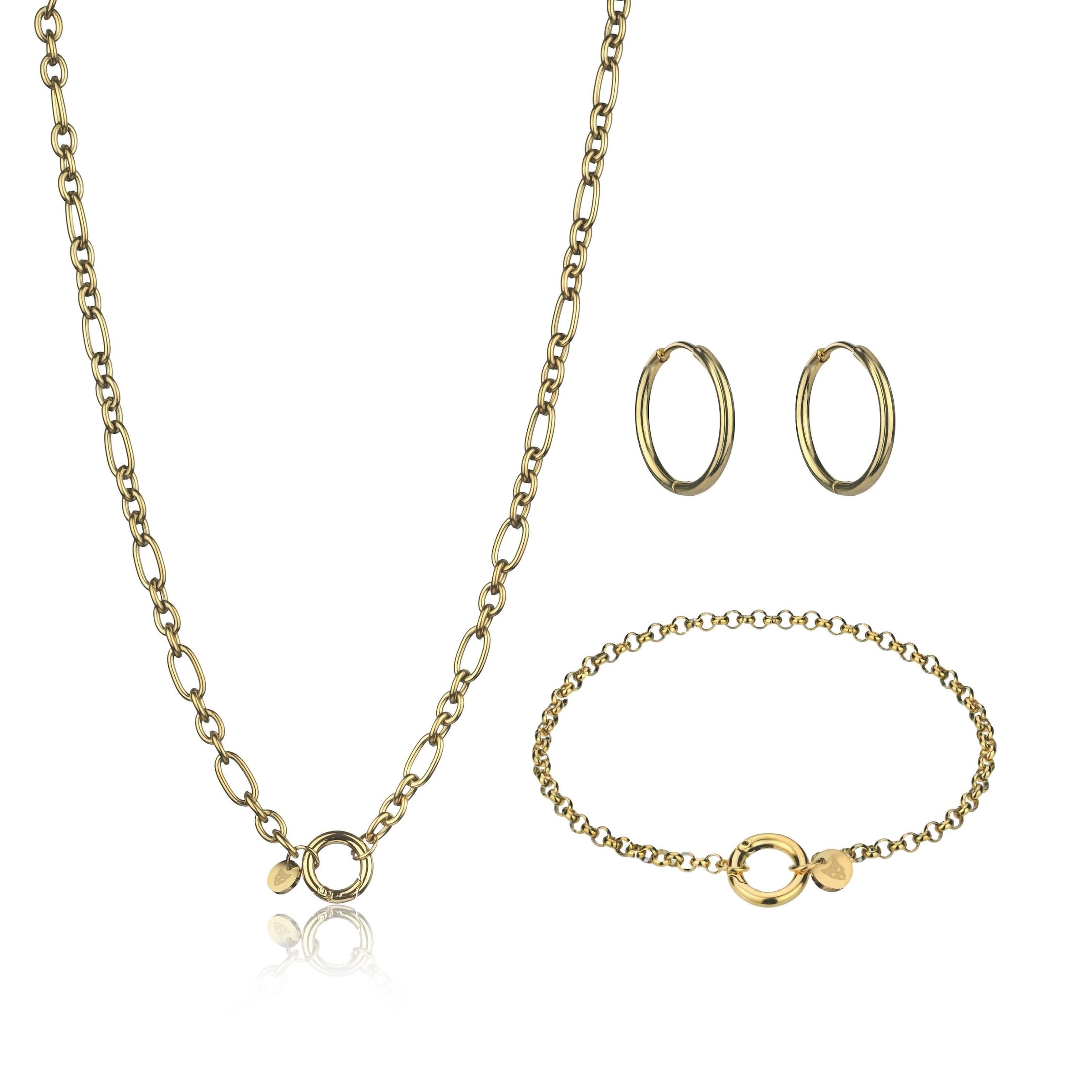 Ohrring und Ketten Set MARC LAUDER "MS004G", gold, Schmuck_Sets, Damen, 39.5cm/19cm, Edelstahl, 39.5cm/19cm