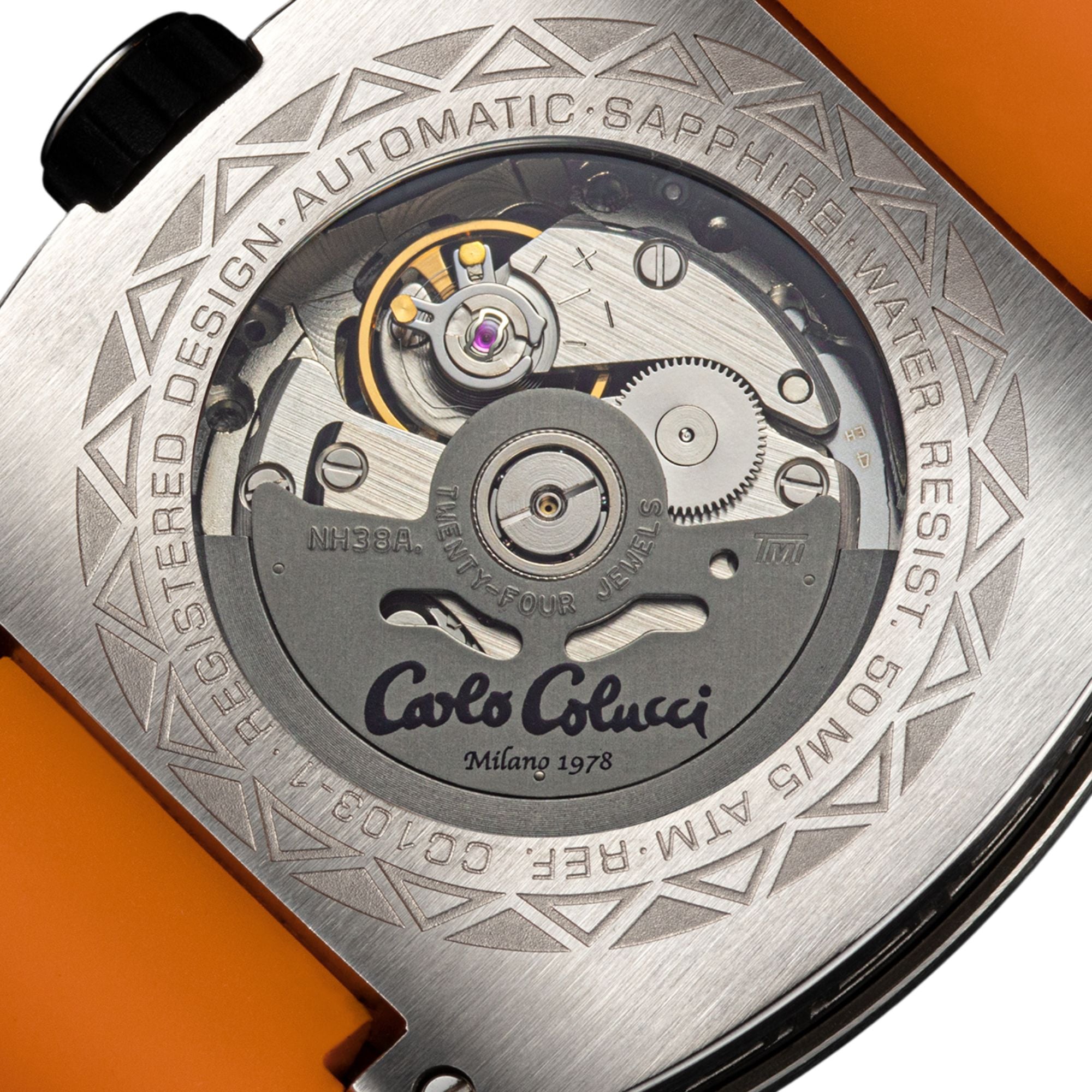 CARLO COLUCCI Automatikuhr Armbanduhr, Herrenuhr, Mechanische Uhr, Silikonarmband, analog