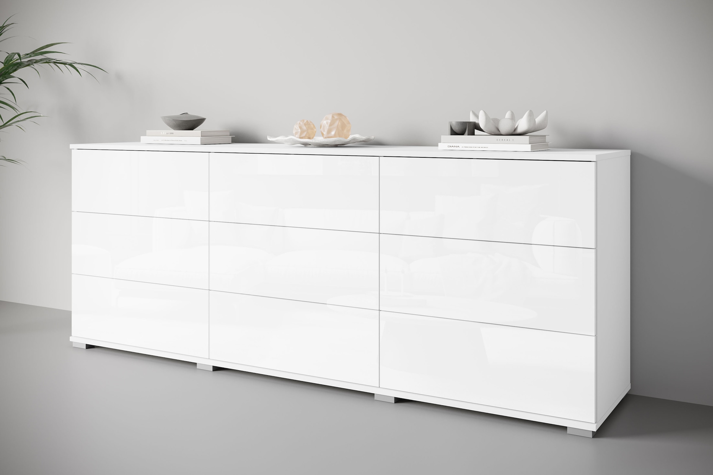 OTTO home Sideboard »Kenia, Kommode, 180 cm breit, mit 9 Schubladen« 1 Stk. tlg. Push-to-Open-System und großzügiger Stauraum