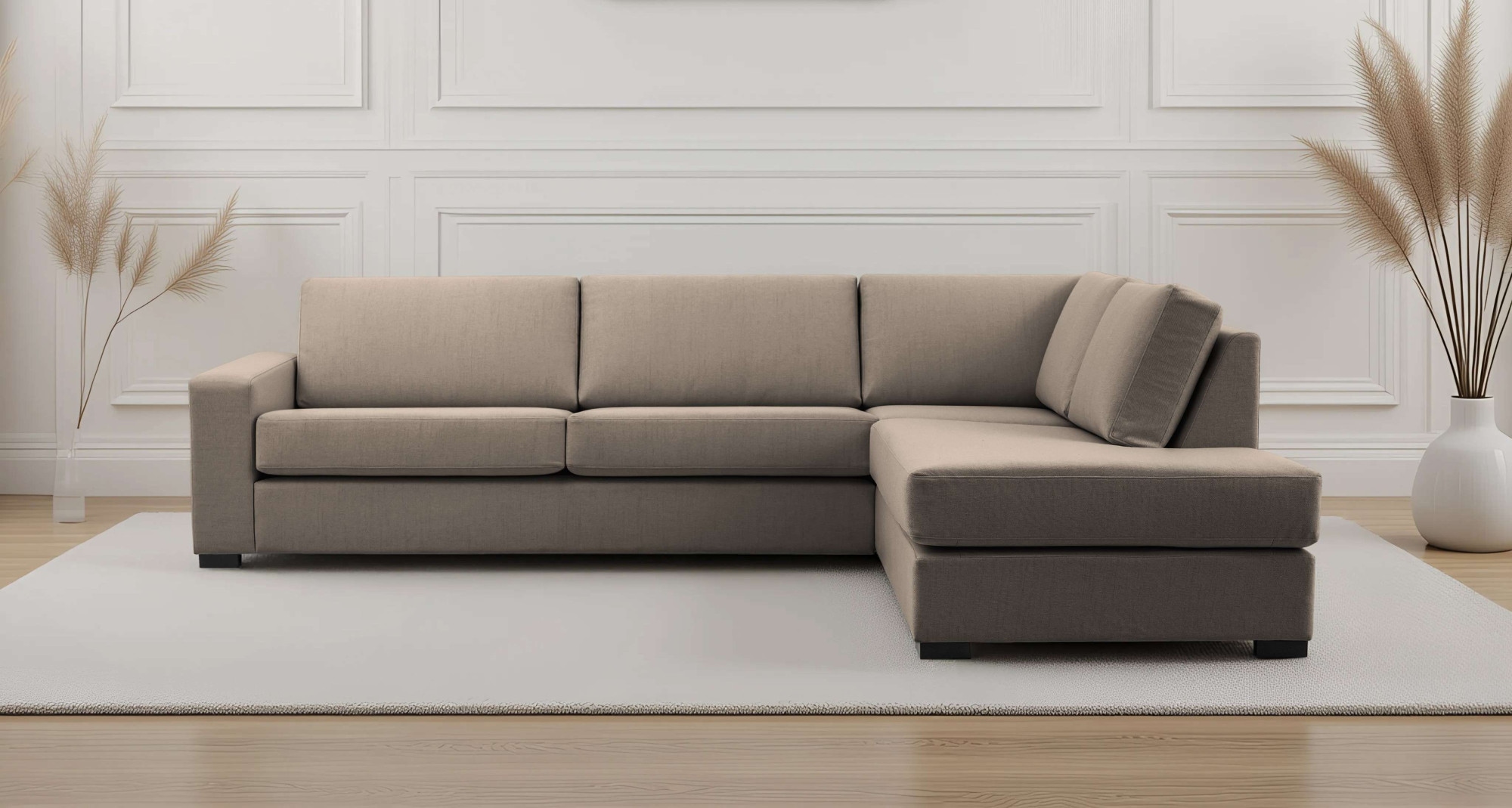 OTTO home Ecksofa "Branwell" Breite 304 cm, Struktur fein, mit Wellenunterfederung