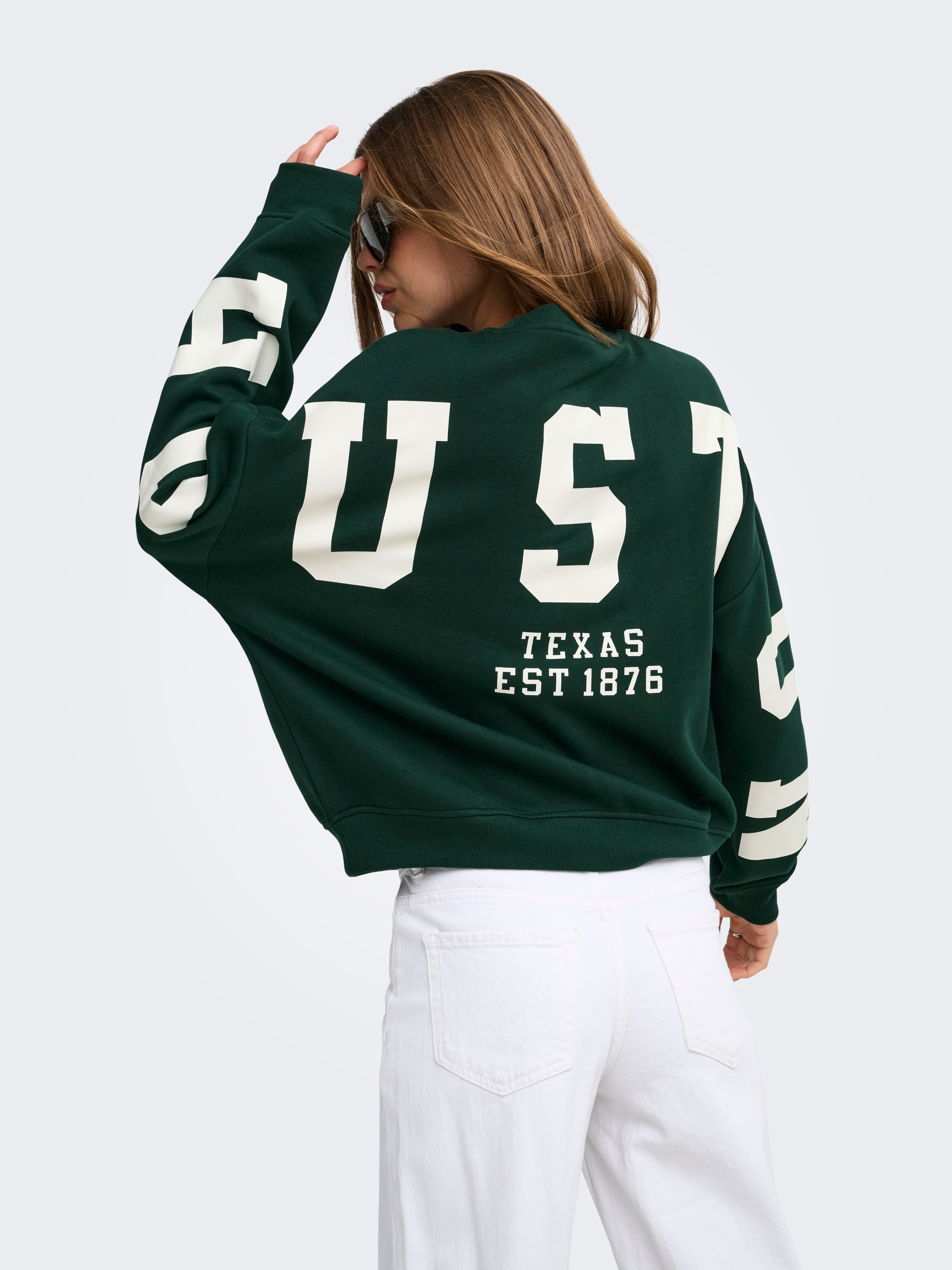 ONLY Sweatshirt "ONLSWEAT L/S BACK/SLEEVE PRINT SWT NOOS", Baumwollmischung, loose fit