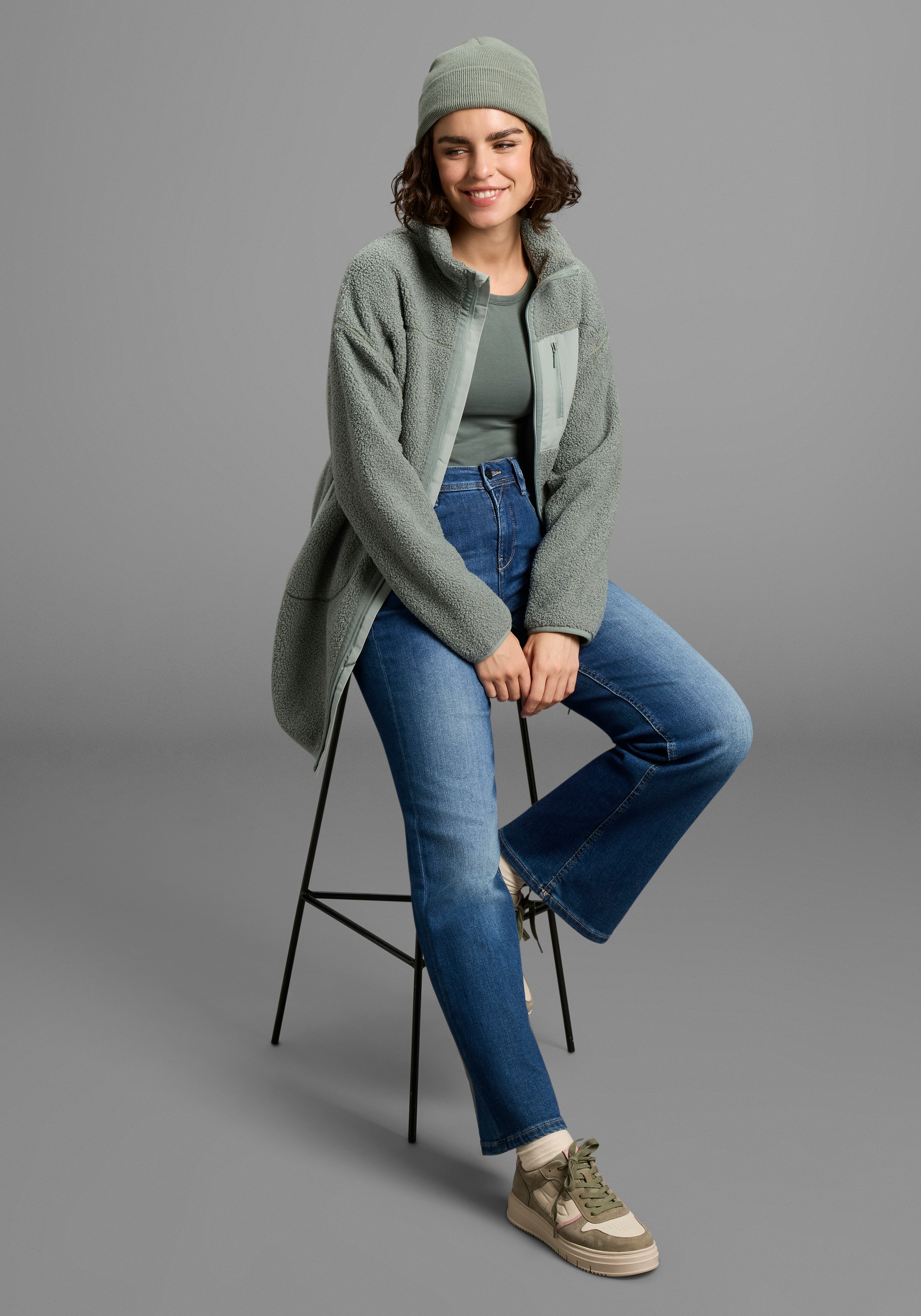 Polarino Fleecejacke, Teddy Fleece Jacke, Oversize