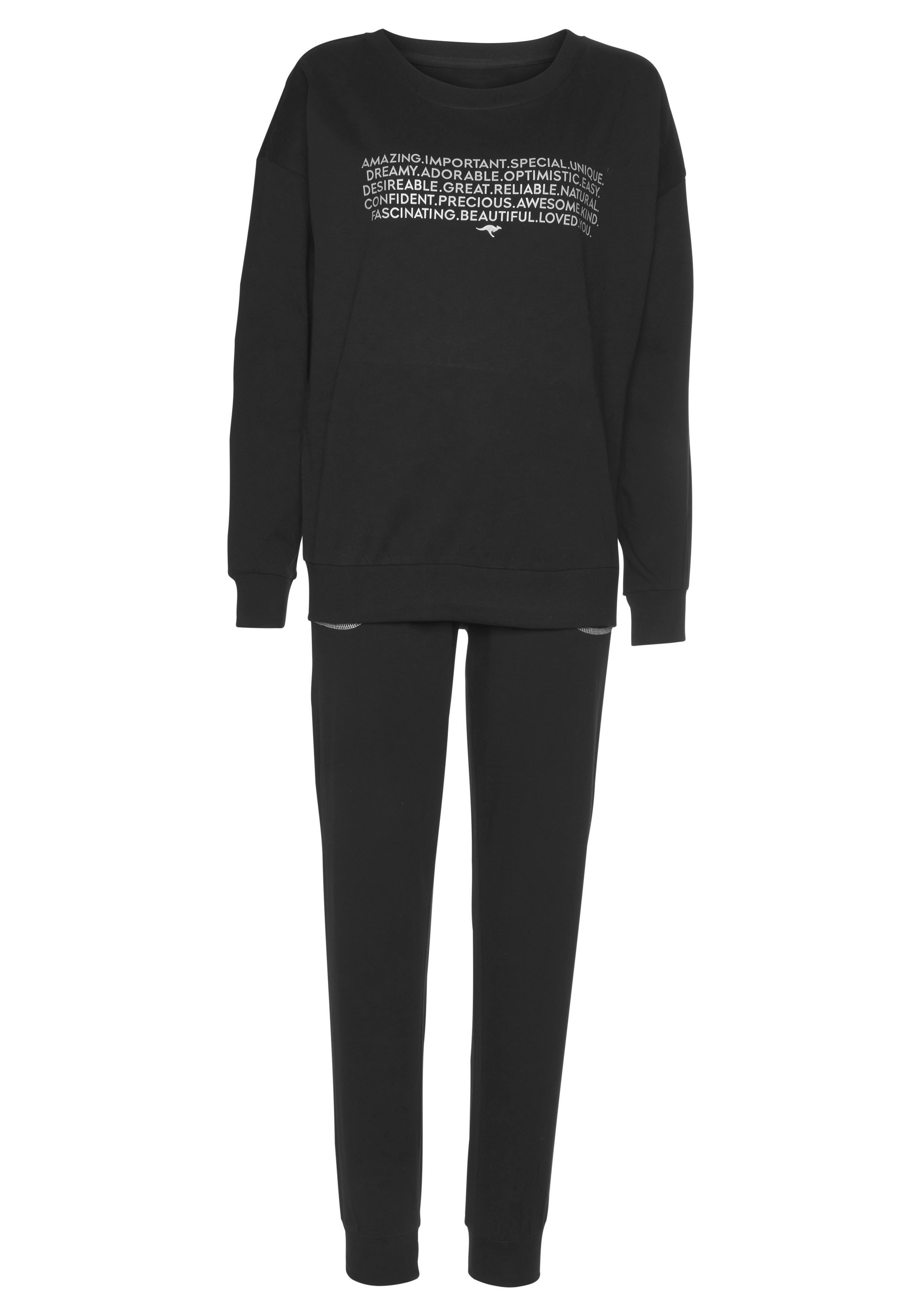 KangaROOS Pyjama, (2 tlg.), mit Slogan-Frontdruck günstig online kaufen