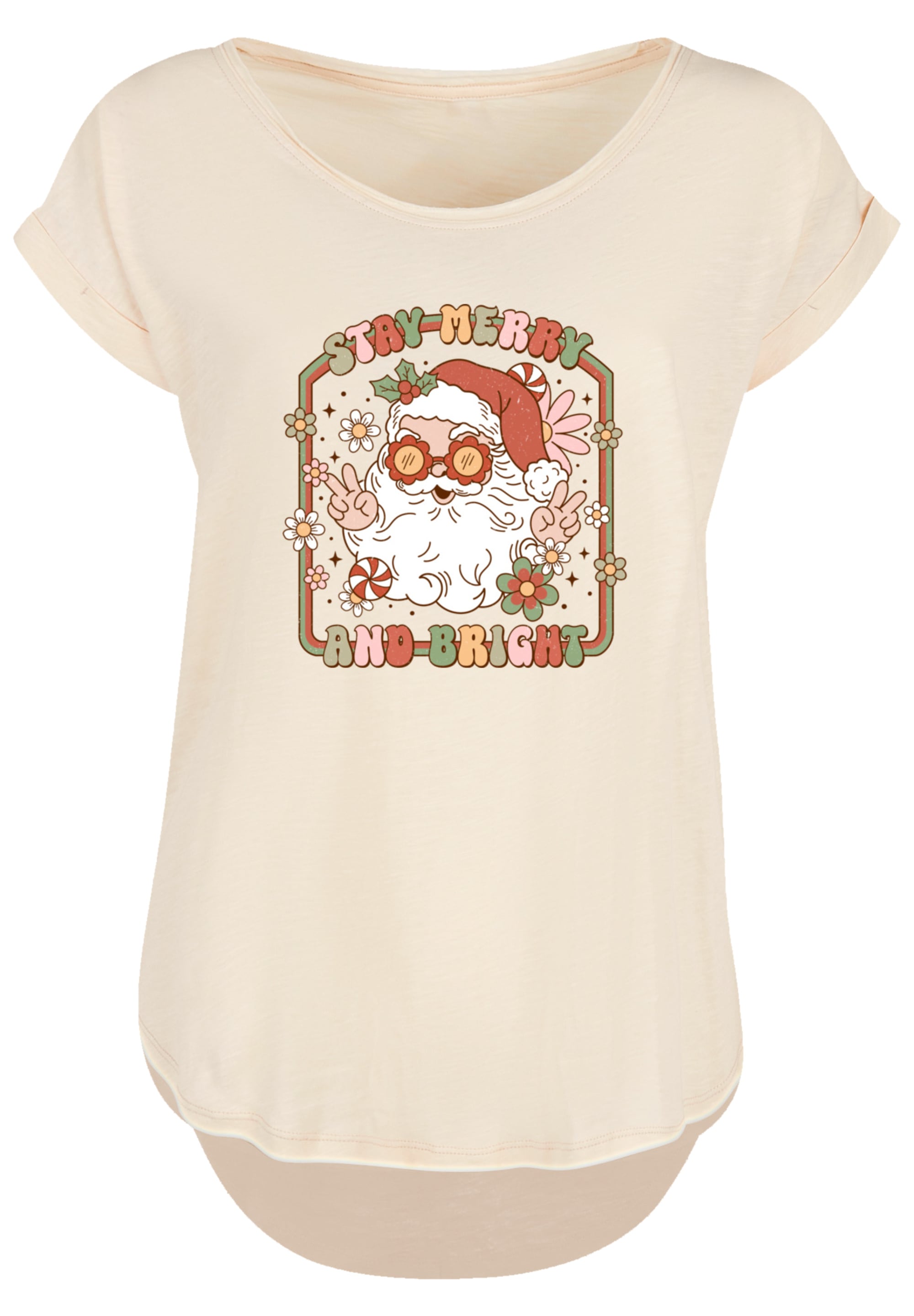 F4NT4STIC T-Shirt »Stay Merry And Bright Hippie Santa«, Premium Qualität, Weihnachts-Kollection
