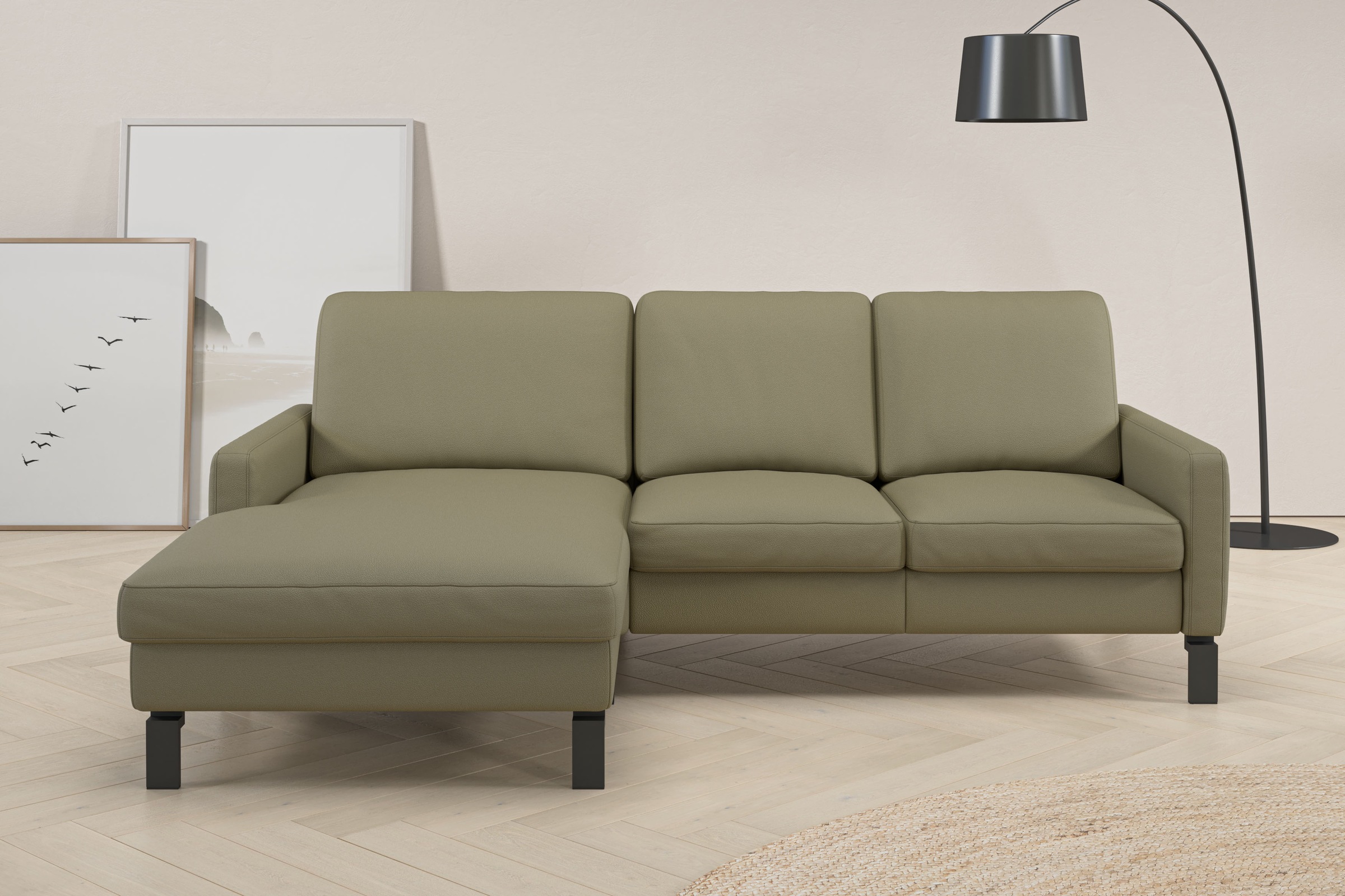 Home affaire Ecksofa "Lecce, L-Form, Federkernpolsterung, Breite 224 cm" inkl. saugroboterfreundliche Höhe & schmale Armlehnen