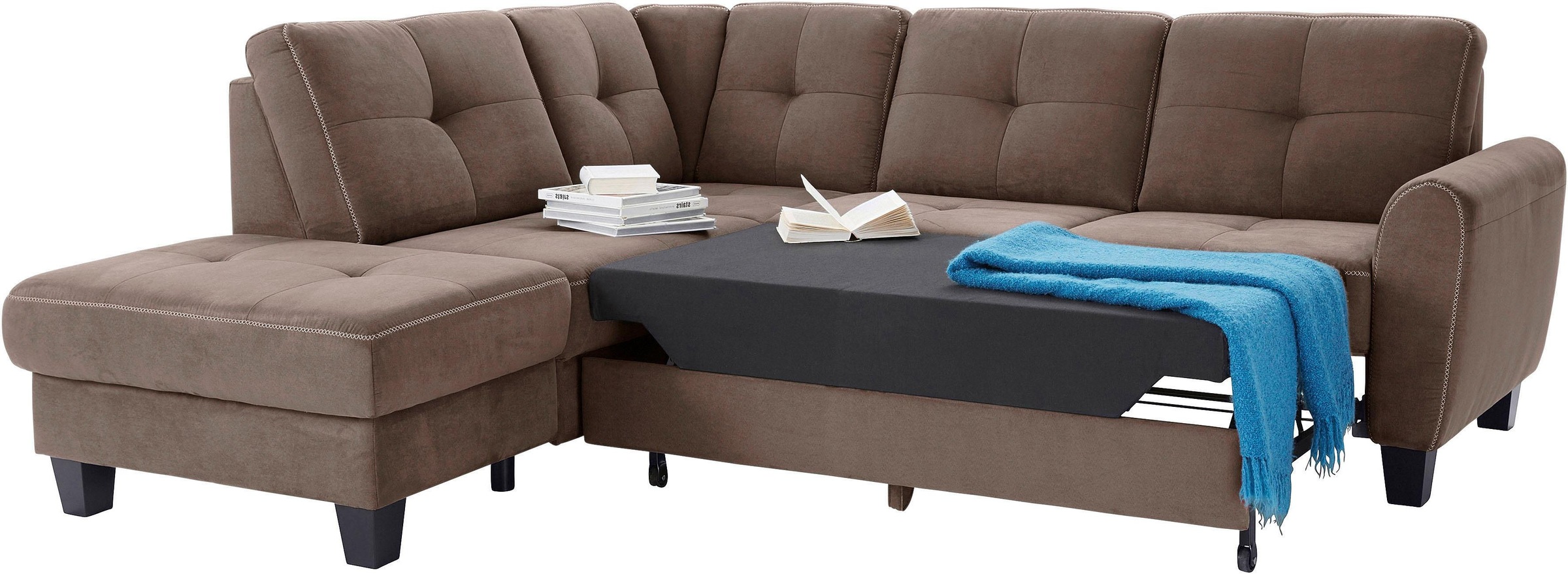 sit&more Ecksofa »Varese L-Form«, mit Federkern, wahlweise mit Bettfunktion und Stauraum