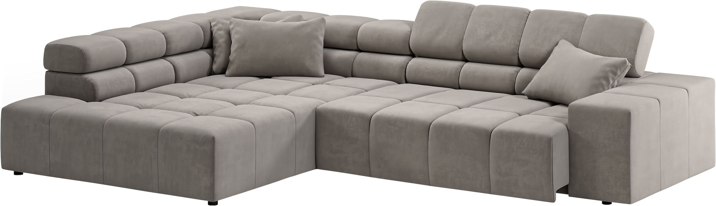 INOSIGN Ecksofa »Ancona incl. Kopfteilverstellung, Zierkissen Breite 319cm, L-Form«, wahlweise motorische Sitztiefenverstellung, auch in Cord + Easy Care