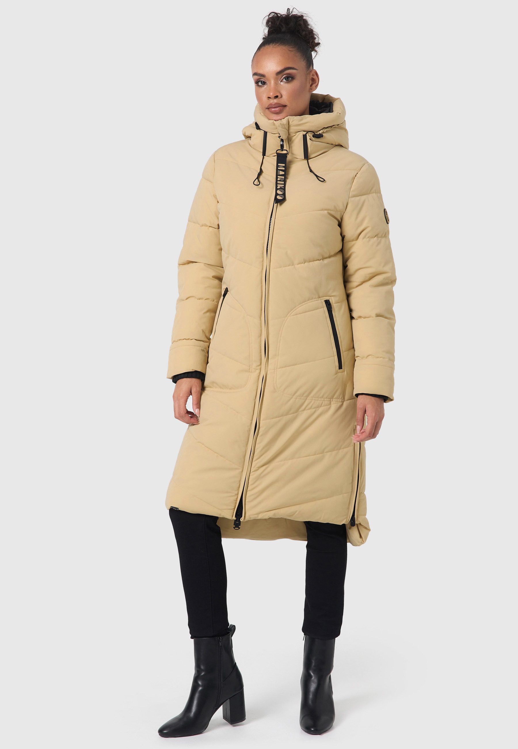 Marikoo Winterjacke »Benikoo«, mit Kapuze, langer Winter Mantel gesteppt
