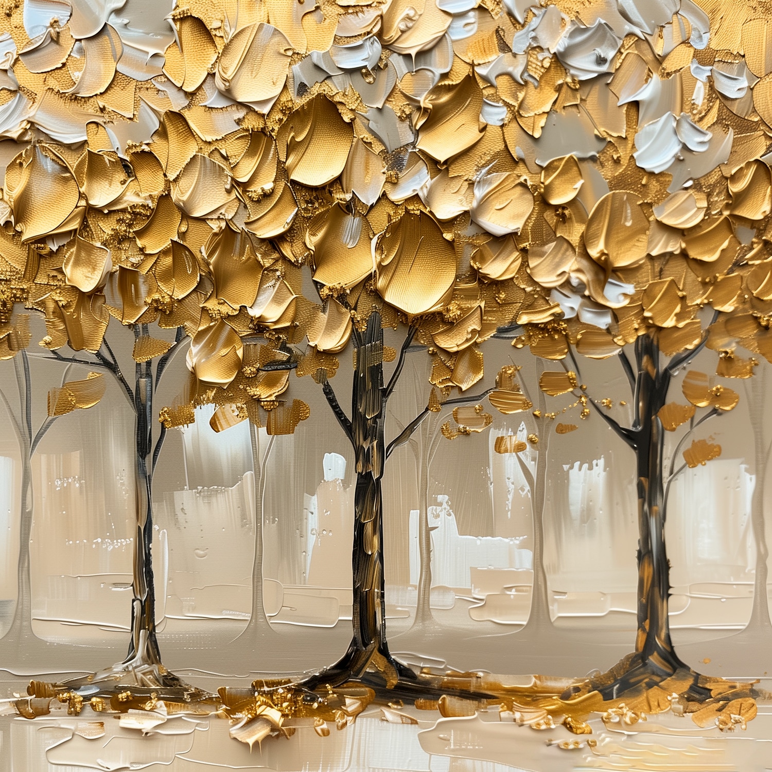 queence Acrylglasbild "Goldener Wald" Abstrakt  Abstrakte  Baum  Baumbilder günstig online kaufen
