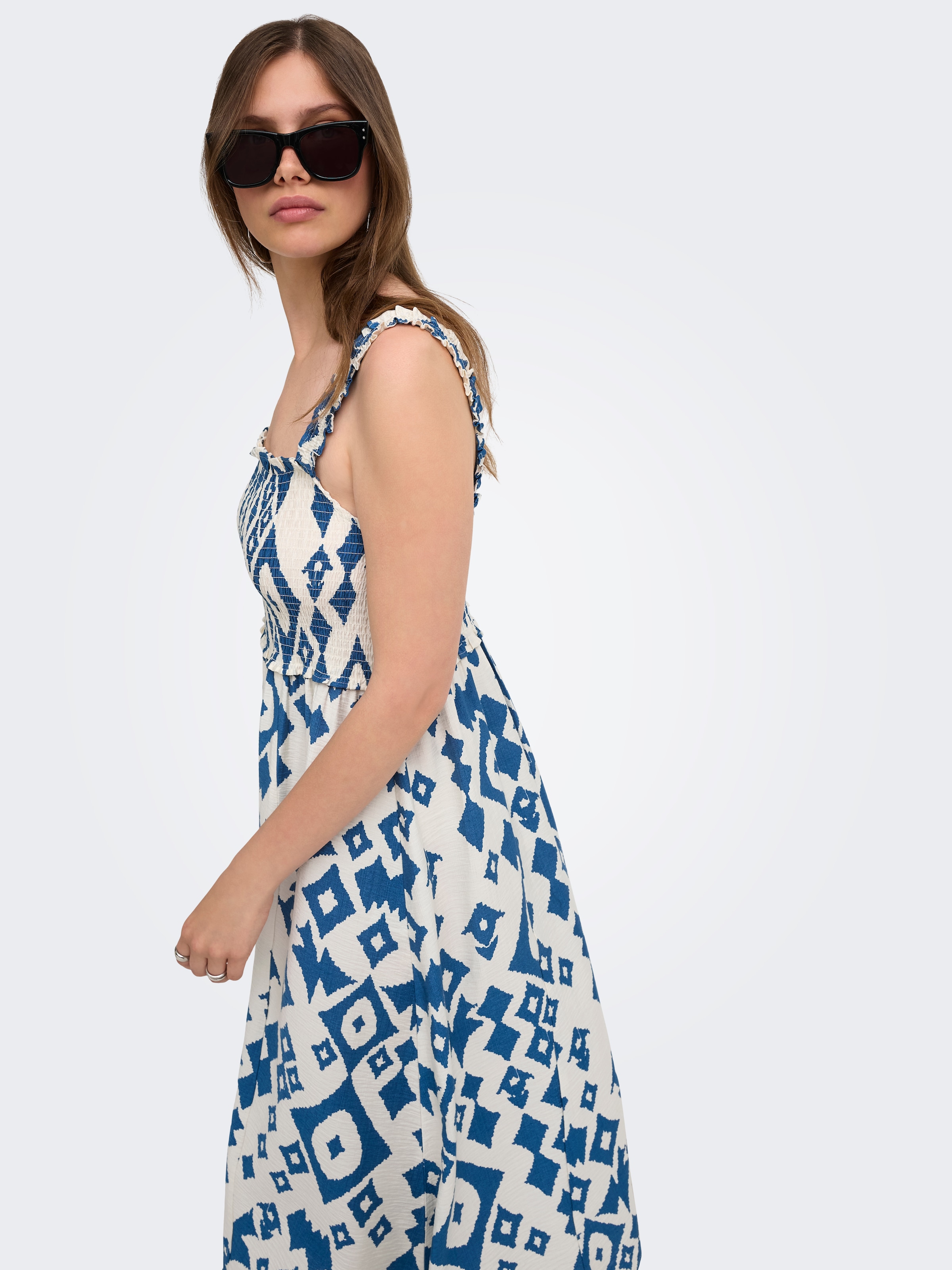 ONLY Druckkleid »ONLLUMIRA S/L LONG SMOCK DRESS WVN EX« Viskosemischung, regular fit