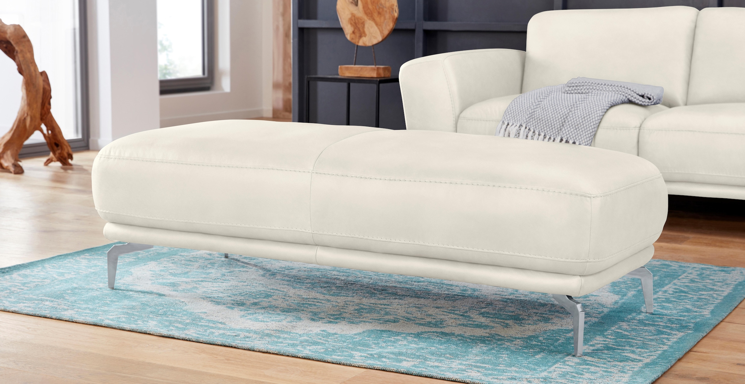 W.SCHILLIG Hocker "montanaa" mit Metallfüßen in Silber matt, Breite 141 cm günstig online kaufen