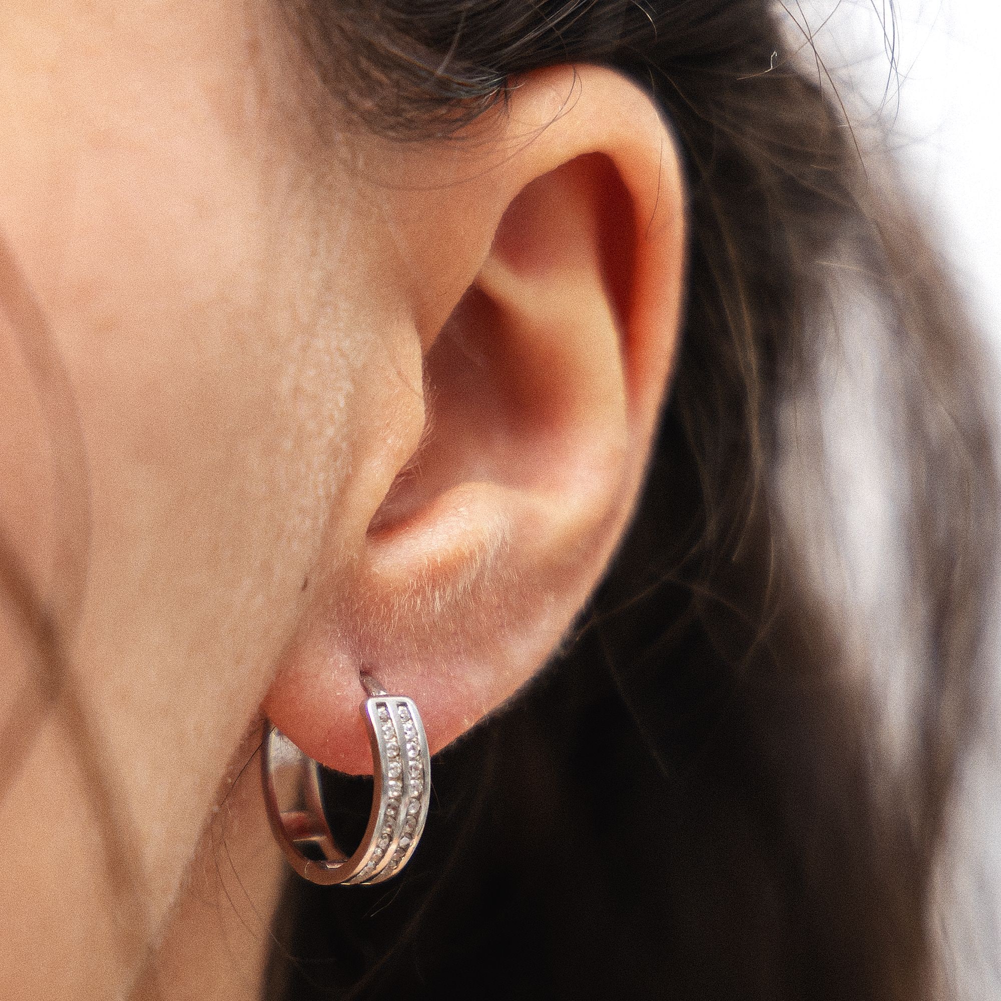 dKeniz Paar Creolen »925/- Sterling Silber Pave«