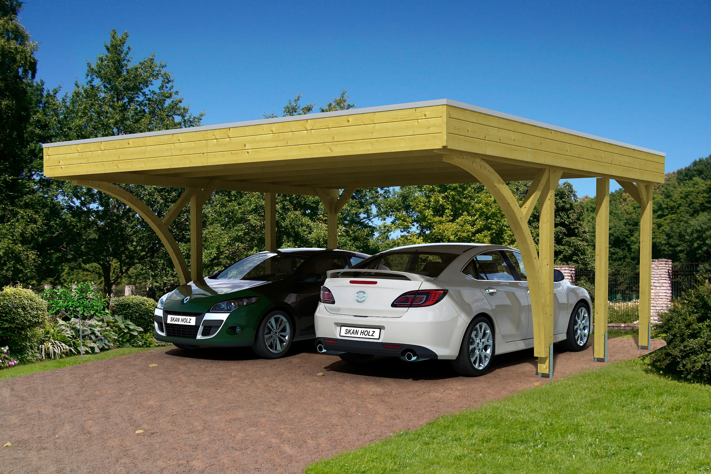 Skanholz Doppelcarport "Friesland 8" Massivholz 514 cm grün