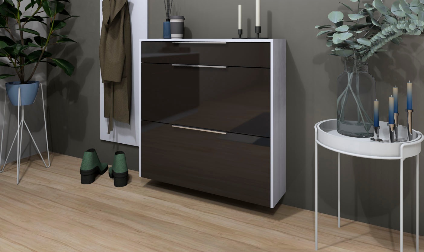 borchardt Möbel Schuhschrank "Olivia", Wandmontage, stehende Montage & Glas günstig online kaufen