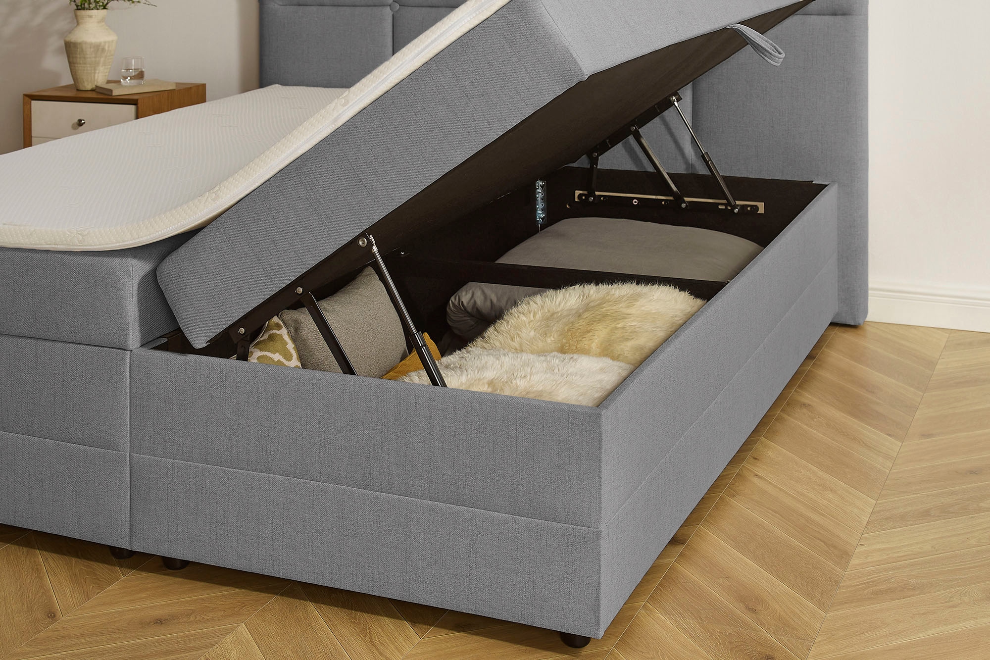 INOSIGN Boxbett »Fillmore inkl. Bettkasten, Liegefläche 180x200 cm, in Boxspring-Optik«, inkl. Topper, erhältlich in verschiedenen Farben