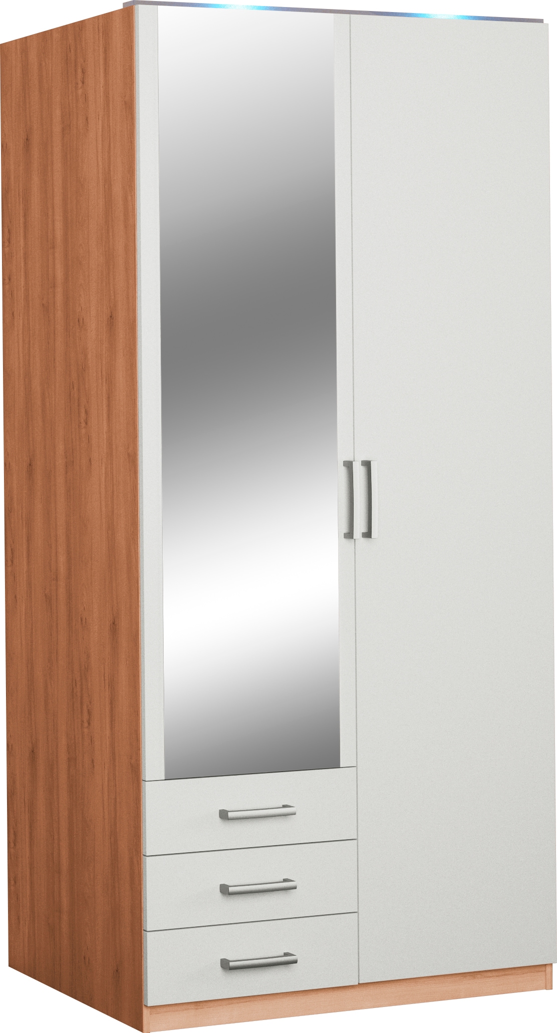 priess Kleiderschrank "Amsterdam, viel Stauraum durch viele Schubkästen, Spiegeltüren" Optional mit LED-Beleuchtung, Made in Germany