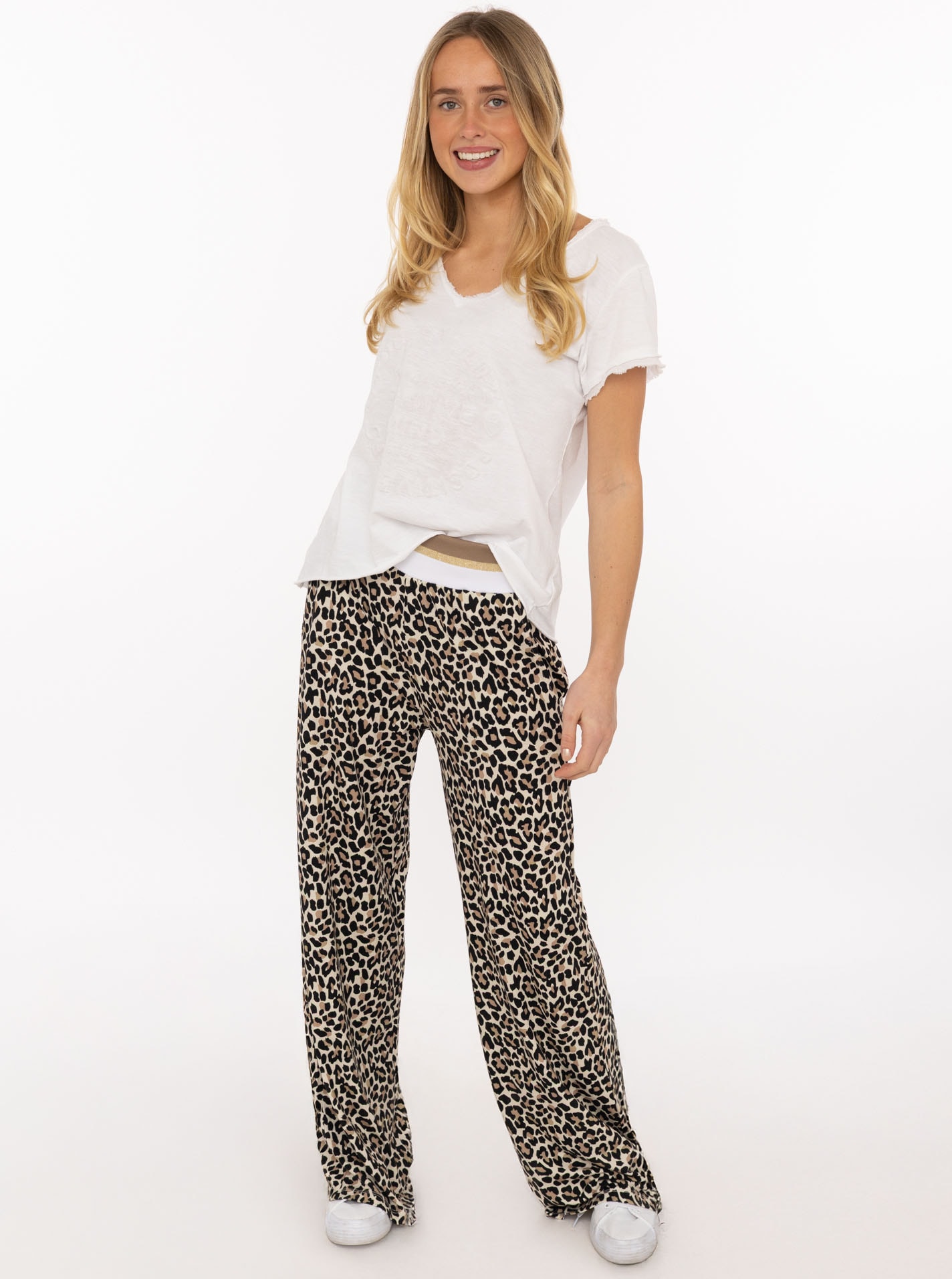 Zwillingsherz Stoffhose ""Leo"" Elastischer Bund, Leomuster, fließender Sto günstig online kaufen