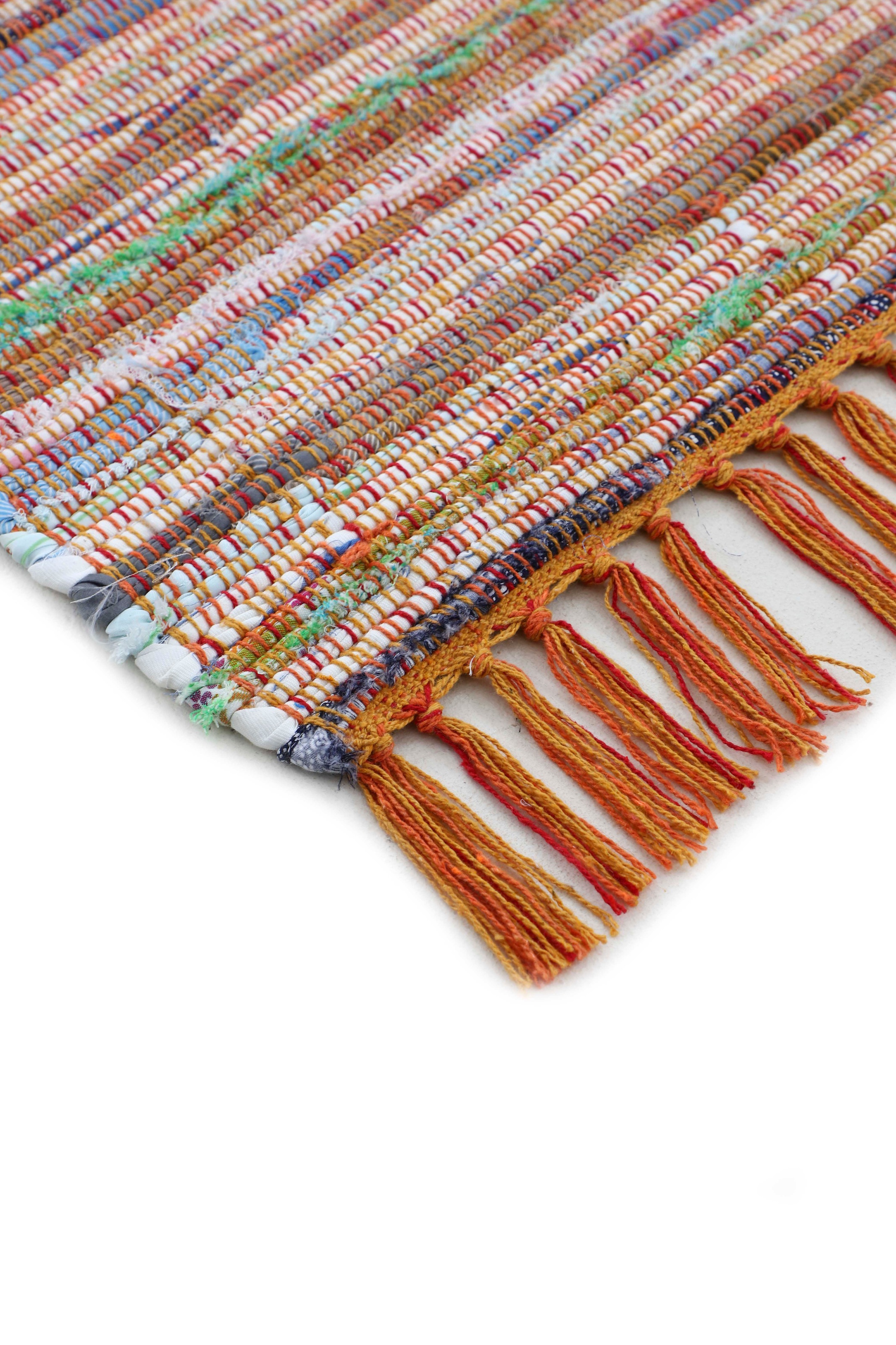 carpetfine Teppich »Kelim Chindi, Wendeteppich«, rechteckig, 6 mm Höhe, handgewebt, Fleckerlteppich mit Fransen, auch vielen in Läufergrößen