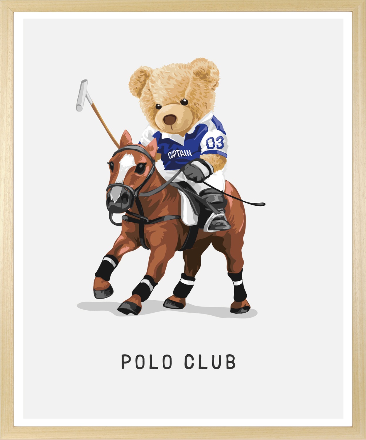 queence Bild mit Rahmen "Polo Club Teddy Bär auf Pferd" Bär  Bären  Fashion günstig online kaufen