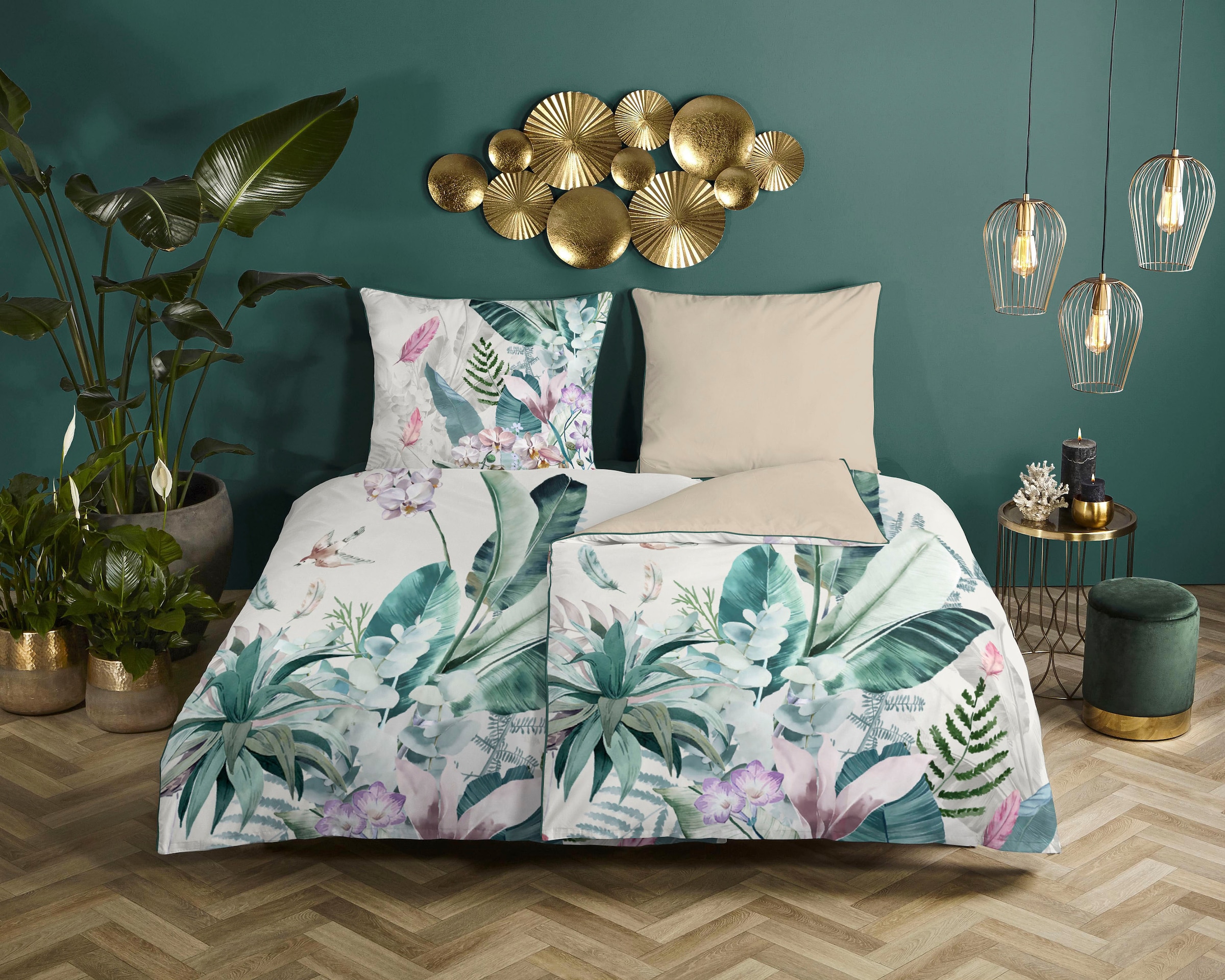 Descanso Wendebettwäsche "Verdi" 2 Stk. Baumwolle, Satin, 135x200, Biese, R günstig online kaufen