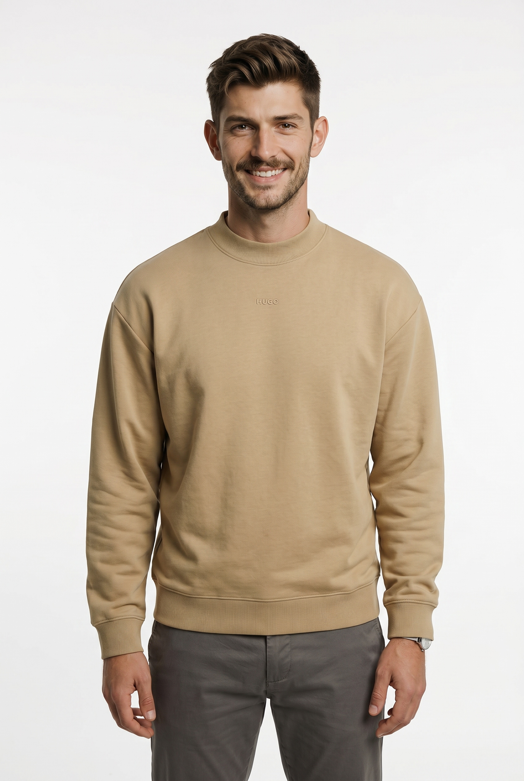 HUGO Sweatshirt "Dapocrew", Rundhalsausschnitt, Relaxed Fit, Logo-Druck
