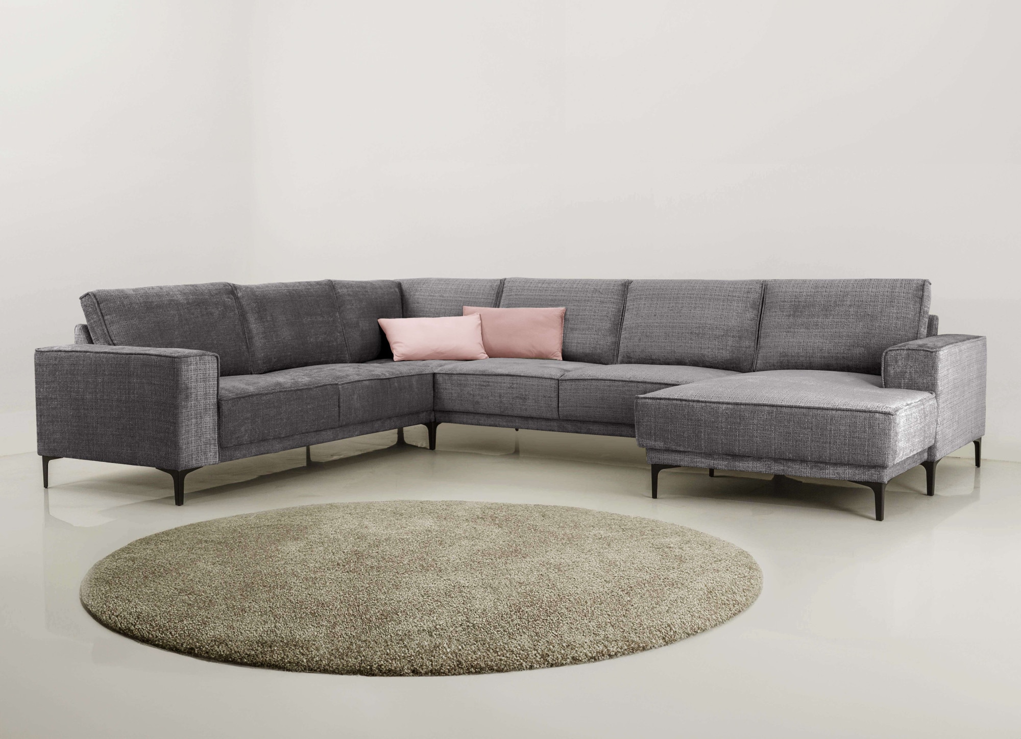 Places of Style Wohnlandschaft "XXL Sofa Oland, Struktur, Flachgewebe, Luxu günstig online kaufen