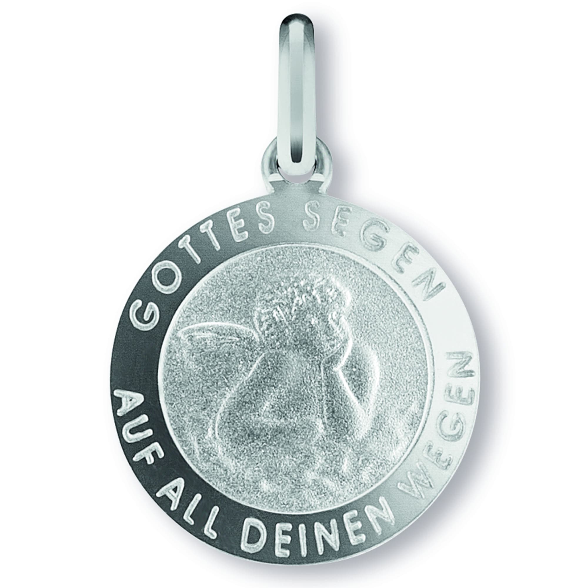 "Kettenanhänger ONE ELEMENT ""Schutzengel Anhänger aus 925 Silber Ø 12,5 mm"", silber, Schmuckanhänger, Damen, Silber 925 (Sterlingsilber)