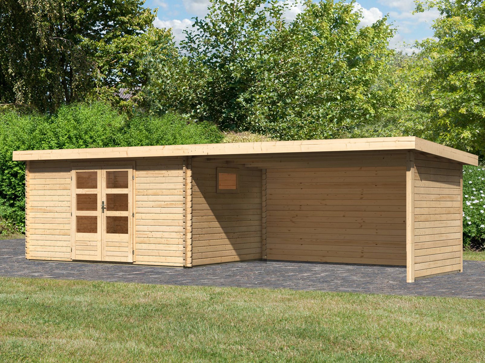 WOODFeeling Gartenhaus »Trittau 5«, mit Anbaudach