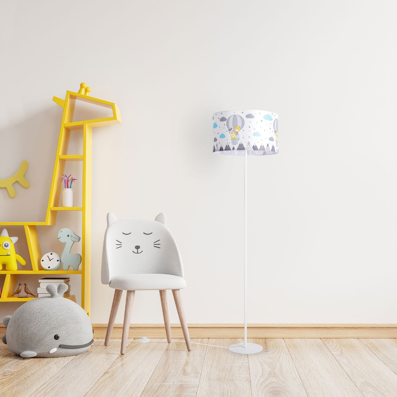 Paco Home Stehlampe »Cosmo 343«, 1 flammig-flammig, Lampe Kinderzimmer Kinderlampe Babyzimmer E27 Heißluftballon Tiere
