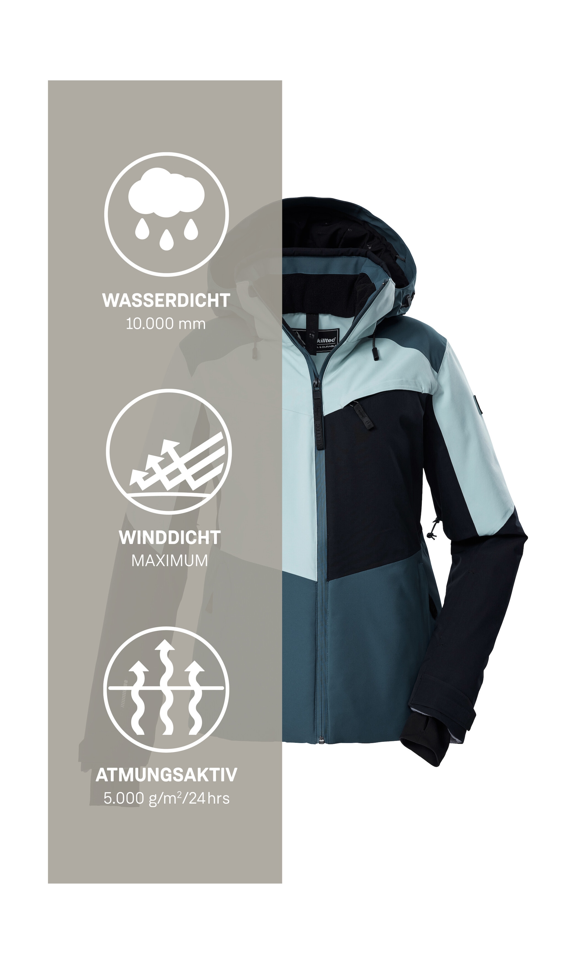 Killtec Skijacke »KSW 39 WMN SKI JCKT«, Wasserdichte Damen Skijacke mit Atmungsaktivität und cleveren Features