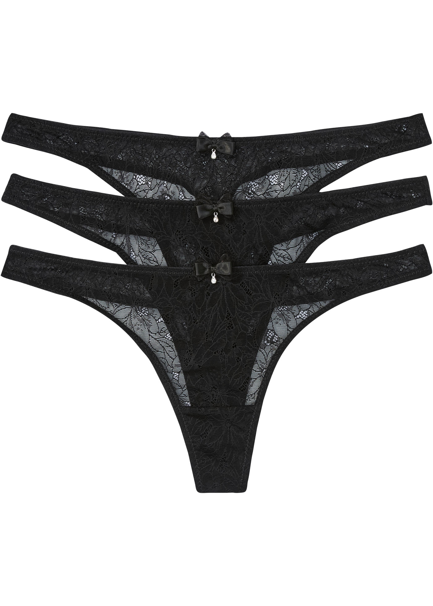 bonprix String Packung, 3 Stk. String aus edler Spitze (3er Pack)