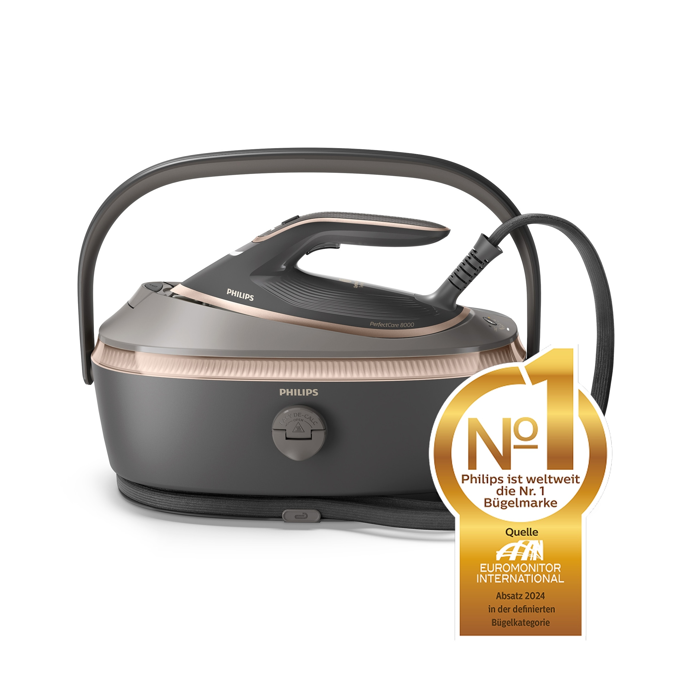 Philips Dampfbügelstation »PerfectCare 8000 Series PSG8200/80, Grau/Gold« 1,4 ml Wassertank 3.120 Watt, OptimalTemp & TurboPower-Dampfmotor, 750 gr Dampfstoß