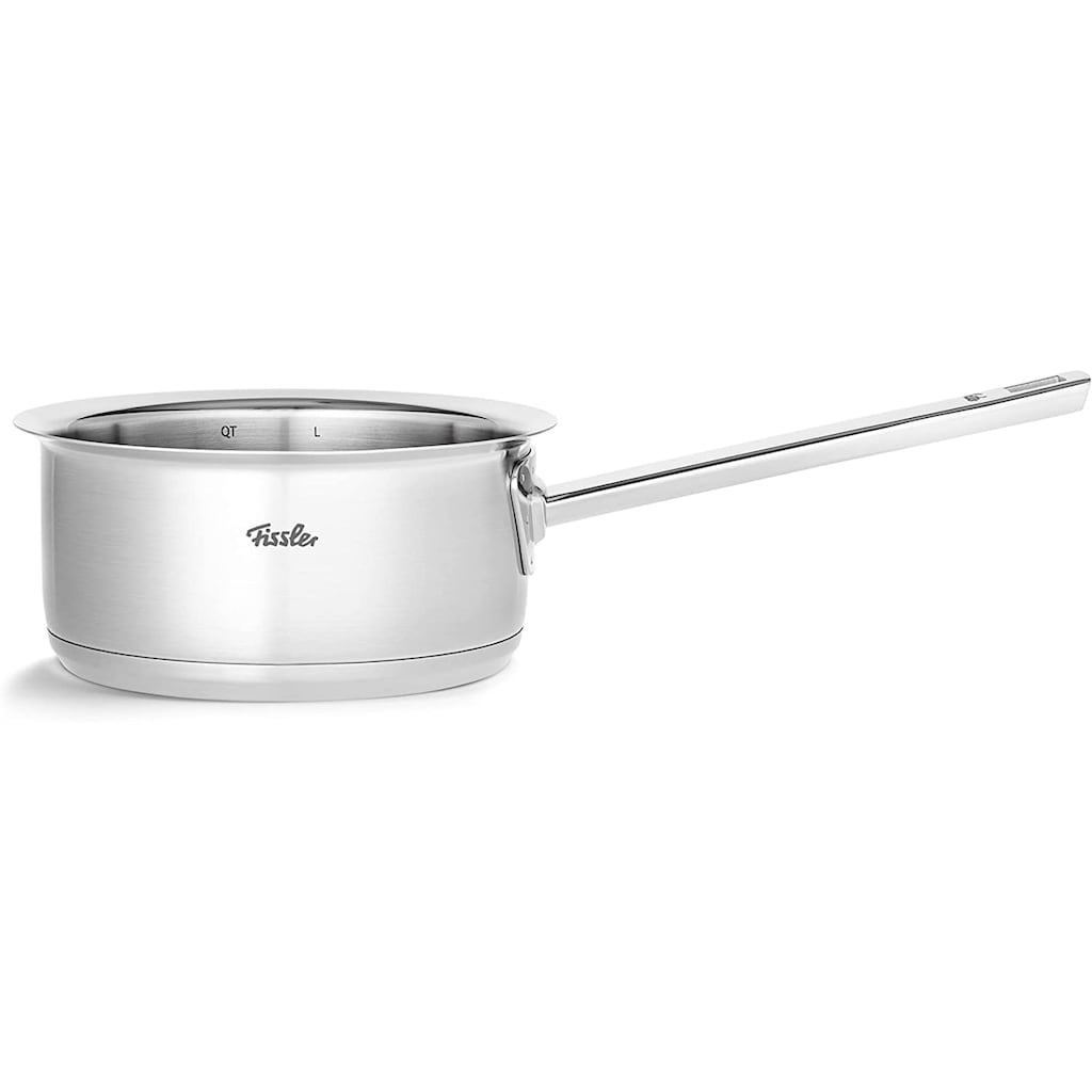 Fissler Topf-Set »ORIGINAL-PROFI COLLECTION® Edelstahl-Topfset«, Edelstahl 18/10, (8 tlg., je 1 Kochtopf 16/20/24 cm, Stielkasserolle 16 cm, Pfanne 24 cm), mit breitem Schüttrand, Kaltmetallgriffen. Made in Germany, Induktion