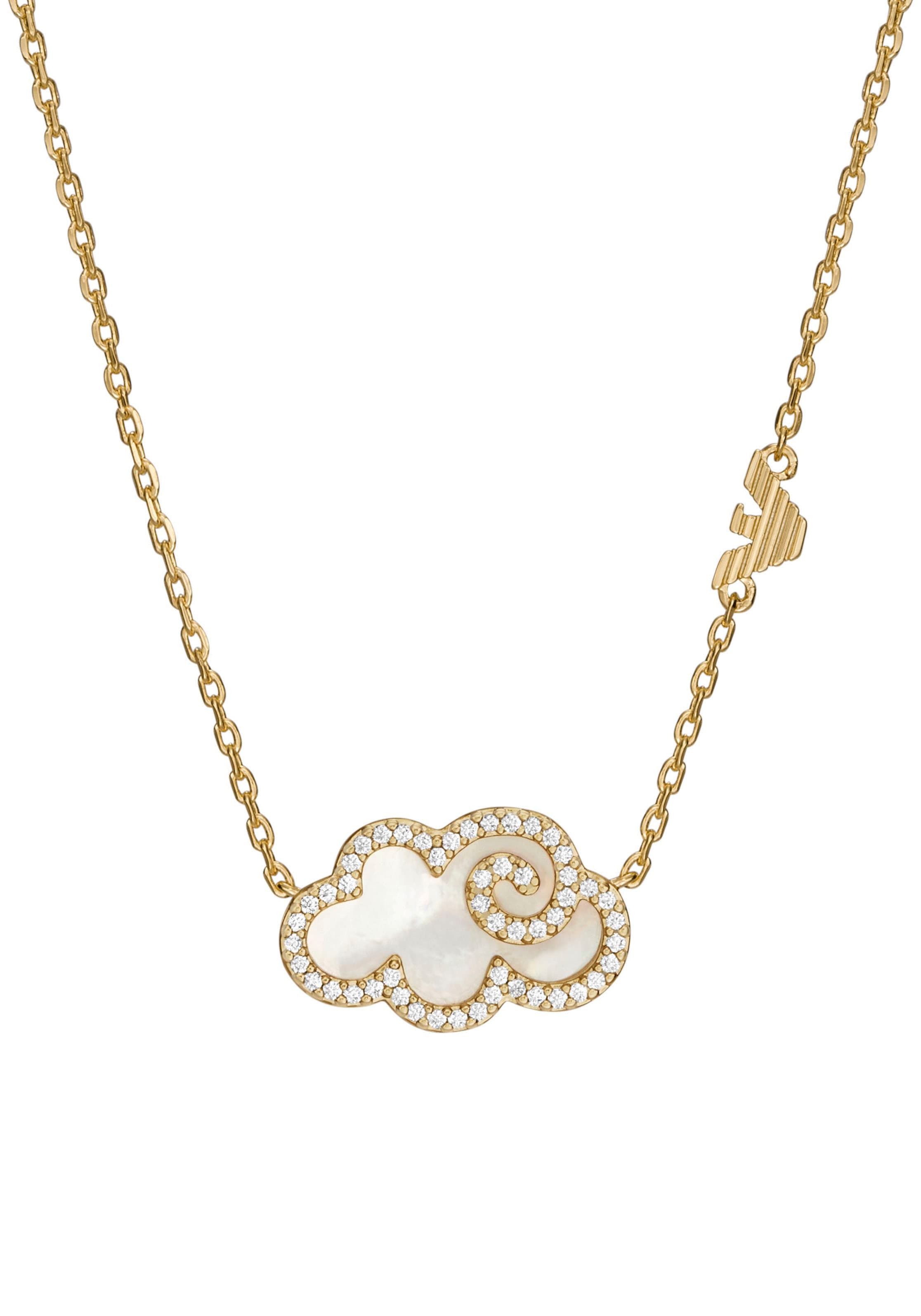 Emporio Armani Kette mit Anhänger »LOGO, WOLKE, EGS3060710«, mit Zirkonia (synth.) - mit Perlmutt