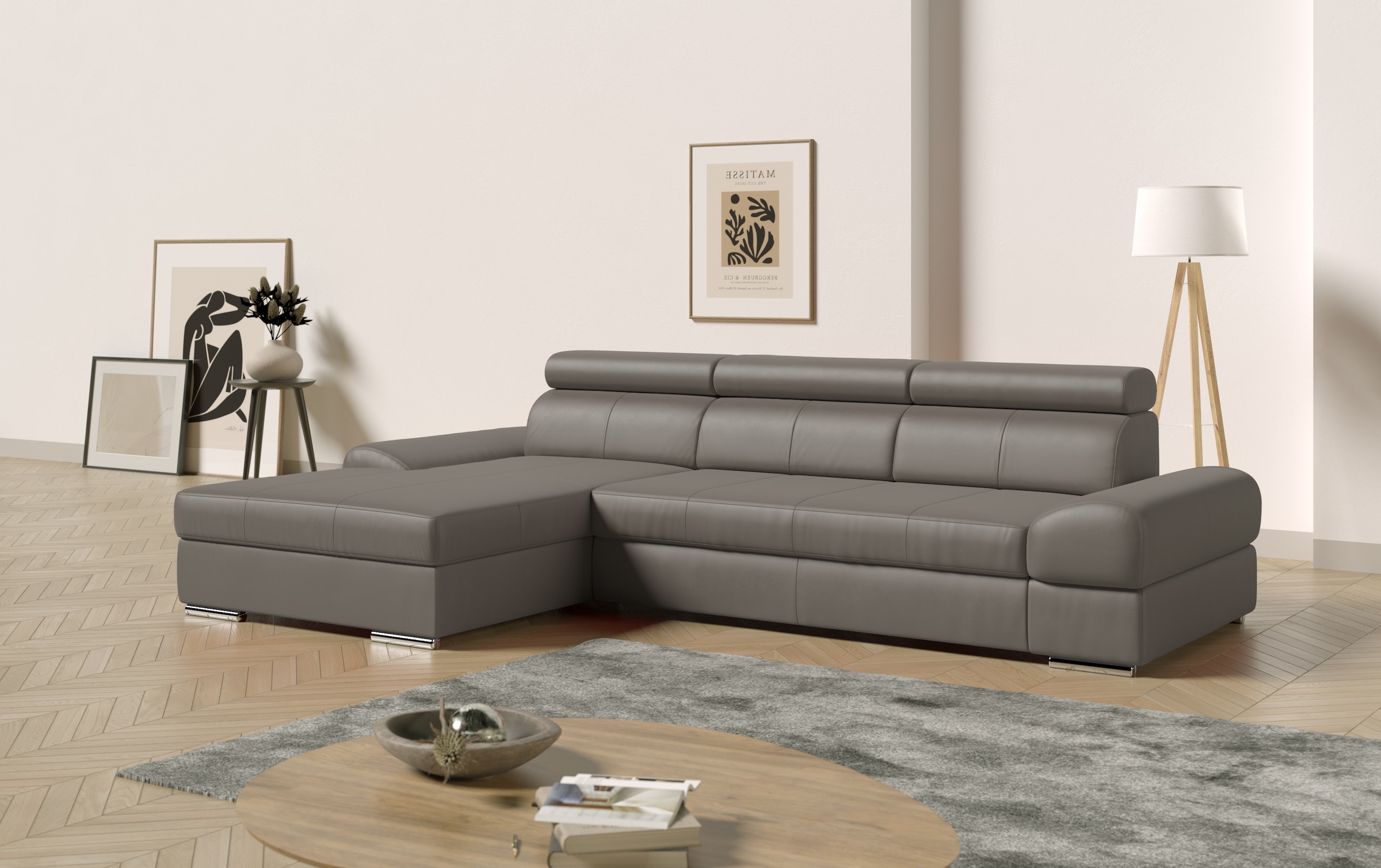 sit&more Ecksofa Broadway, mit verstellbaren Kopfteilen, wahlweise mit Bettfunktion