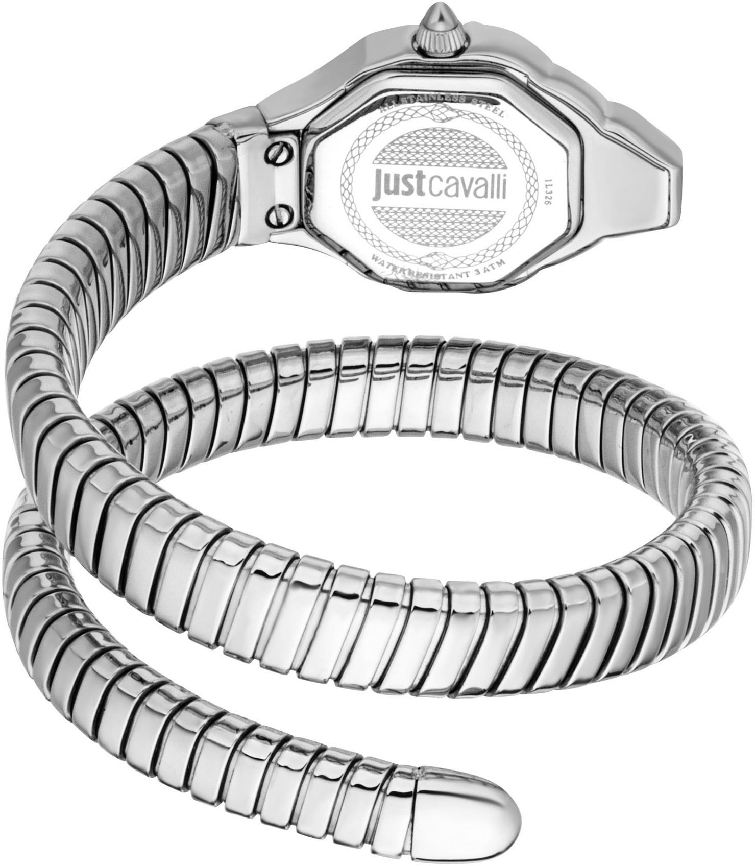 Just Cavalli Time Quarzuhr »Signature Snake«, Armbanduhr,Damenuhr,Edelstahlband,Perlmutt-Zifferblatt,Kristallsteine