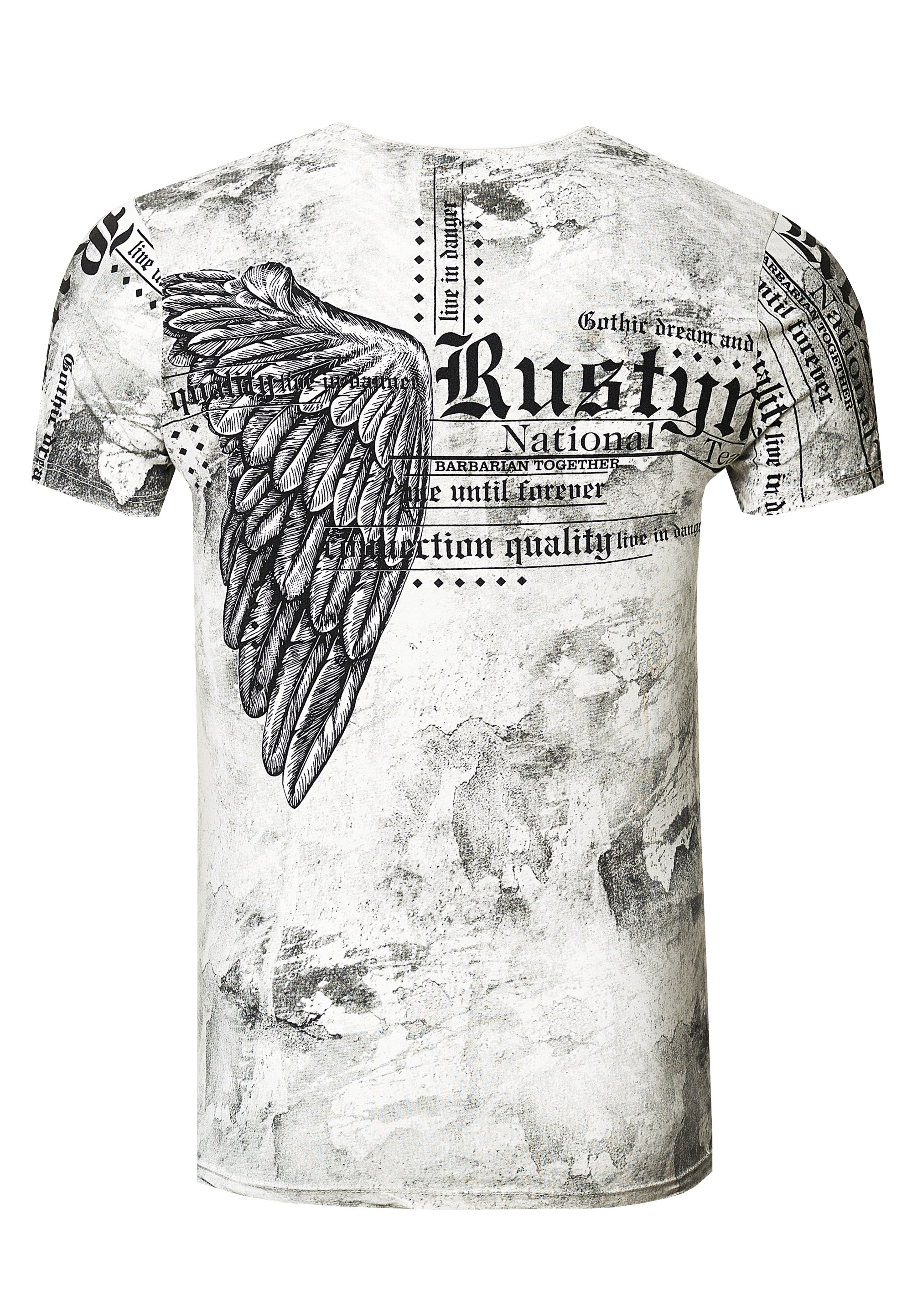Rusty Neal T-Shirt, mit coolem Allover-Print