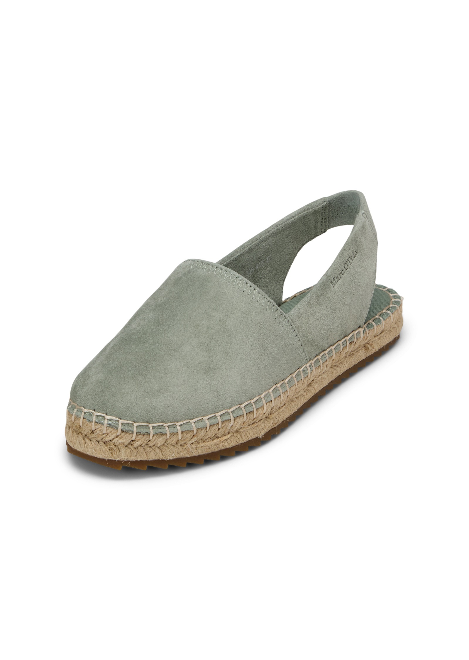 Espadrille MARC O'POLO "aus Suede-Ziegenleder", Damen, Gr. 36, calm sage, Obermaterial: 100% Leder (Ziege), unifarben, Schuhe Espadrille