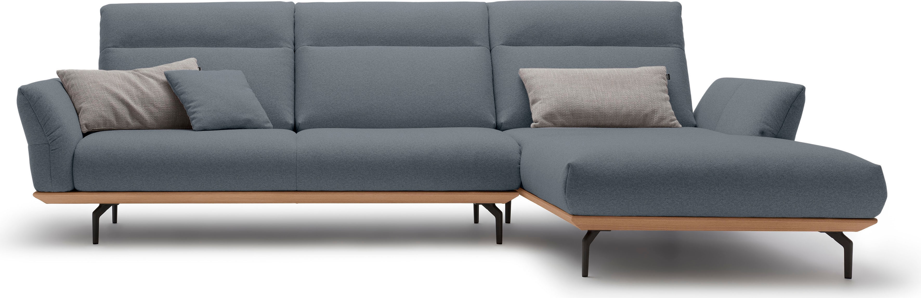Creation BY ROLF BENZ Ecksofa "CR.460 Design-Sofa, verstellbare Rückenlehne, L-Form" Sockel in Eiche, Winkelfüße in Umbragrau, Breite 318 cm