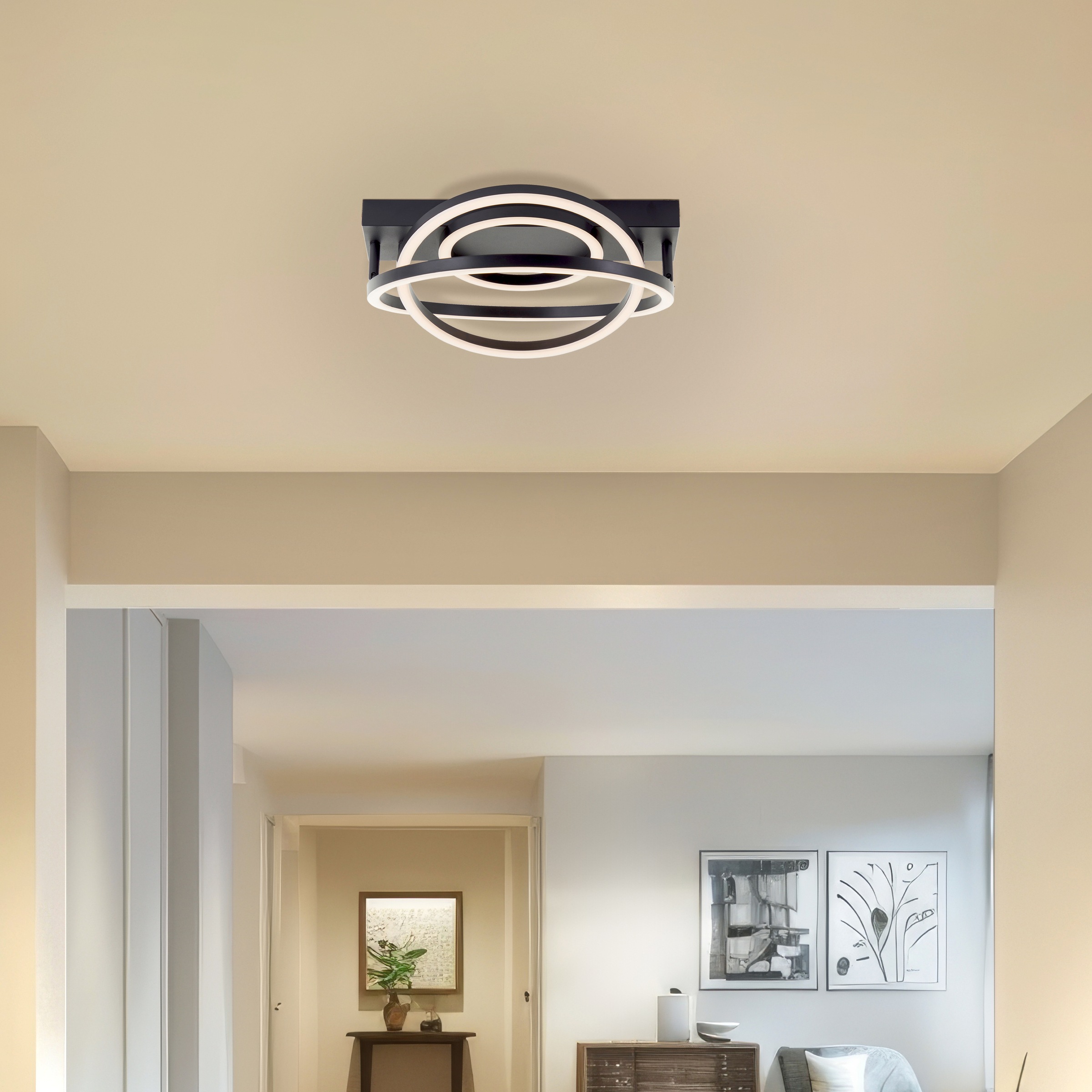 Brilliant LED Deckenleuchte »Pedley« LED-Modul 1 Stk. Warmweiß 38 cm, 3800lm, 3000K, dimmbar, schwenkbar, schwarz