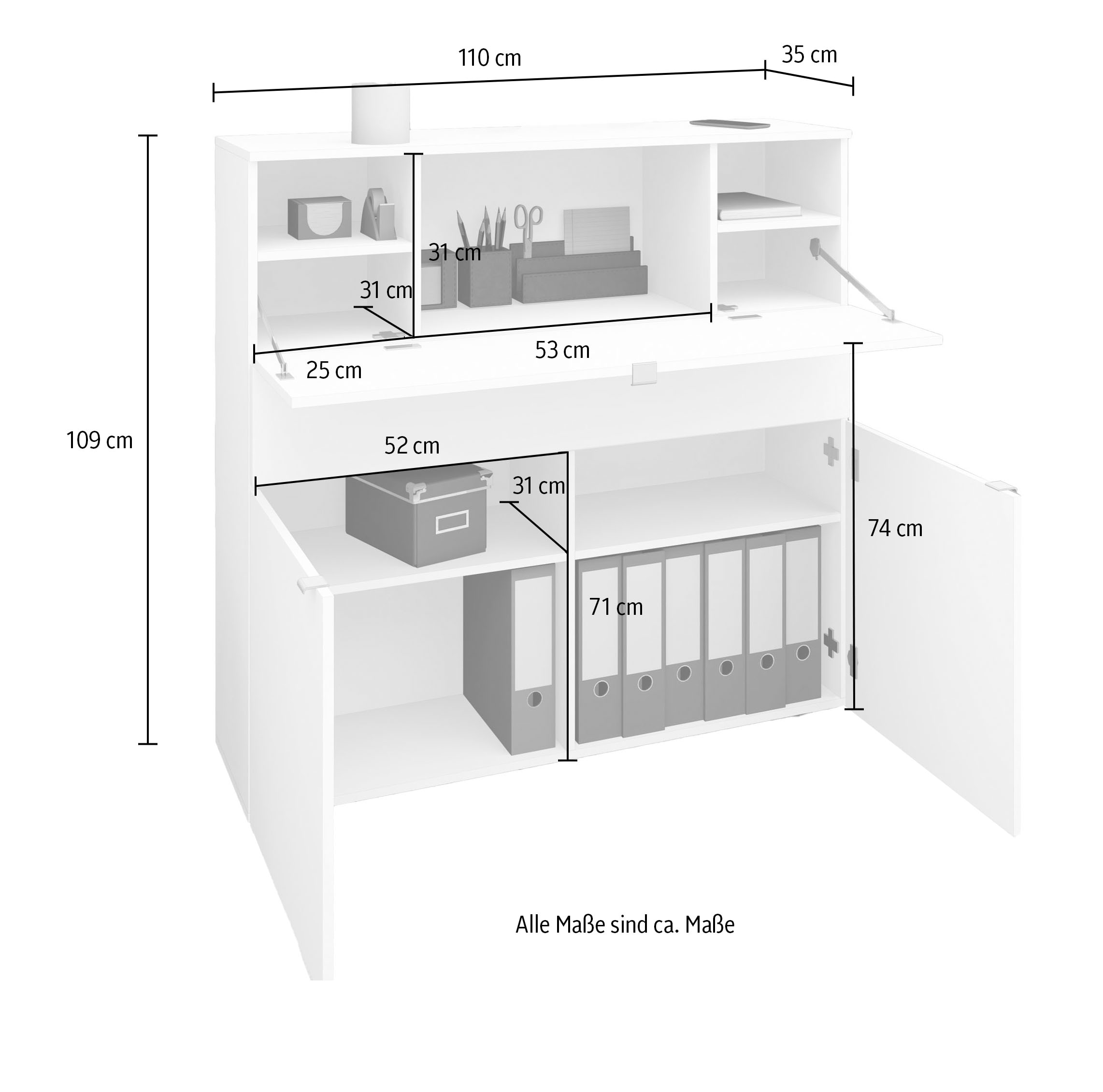 borchardt Möbel Sekretär »Dolly«, platzsparend, Home-Office-Schreibtisch, Breite 110 cm, Made in Germany