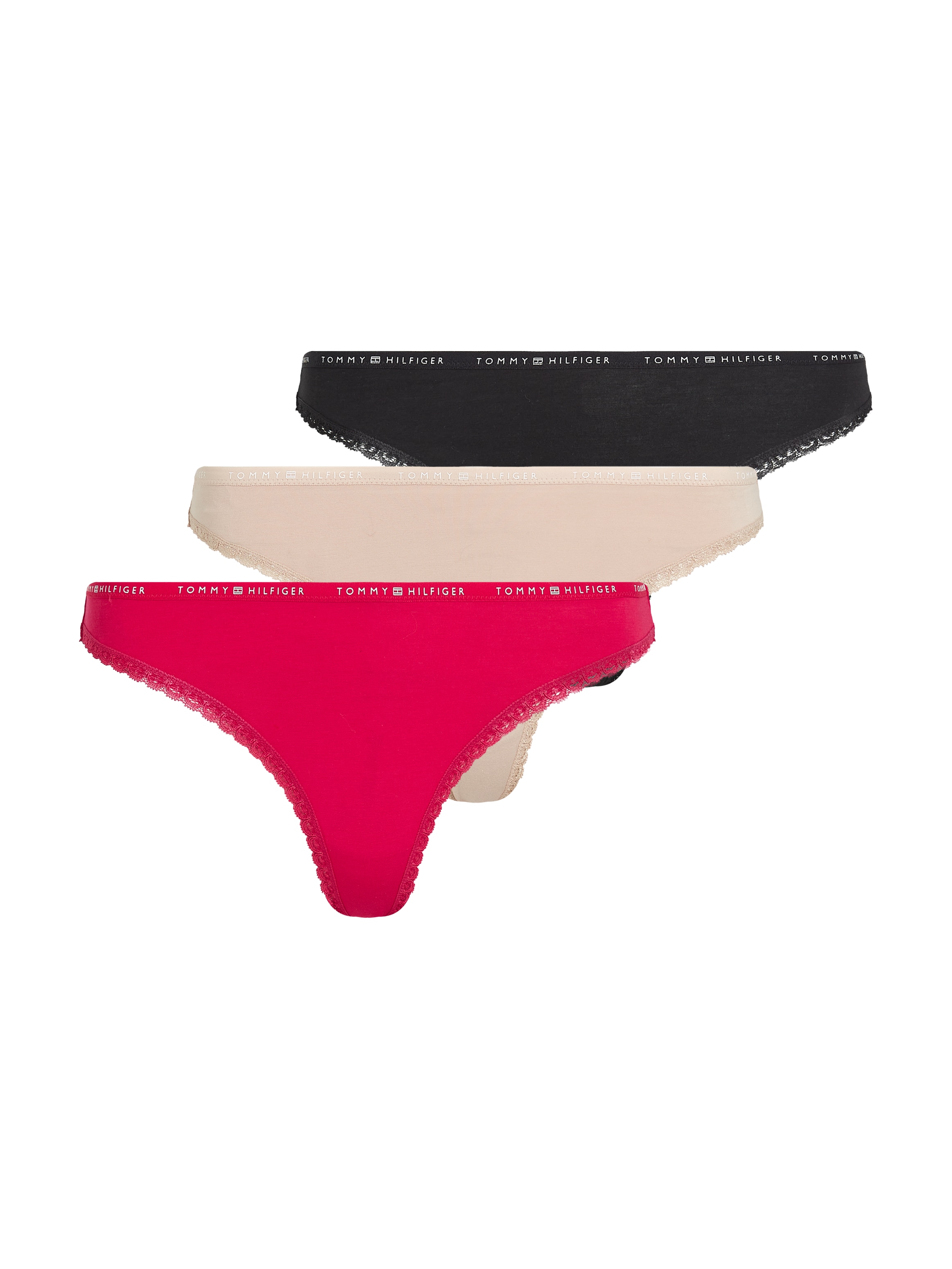 Tommy Hilfiger Underwear Tanga "3 PACK LACE THONG", (Packung, 3 St., 3er), mit Spitzenkante