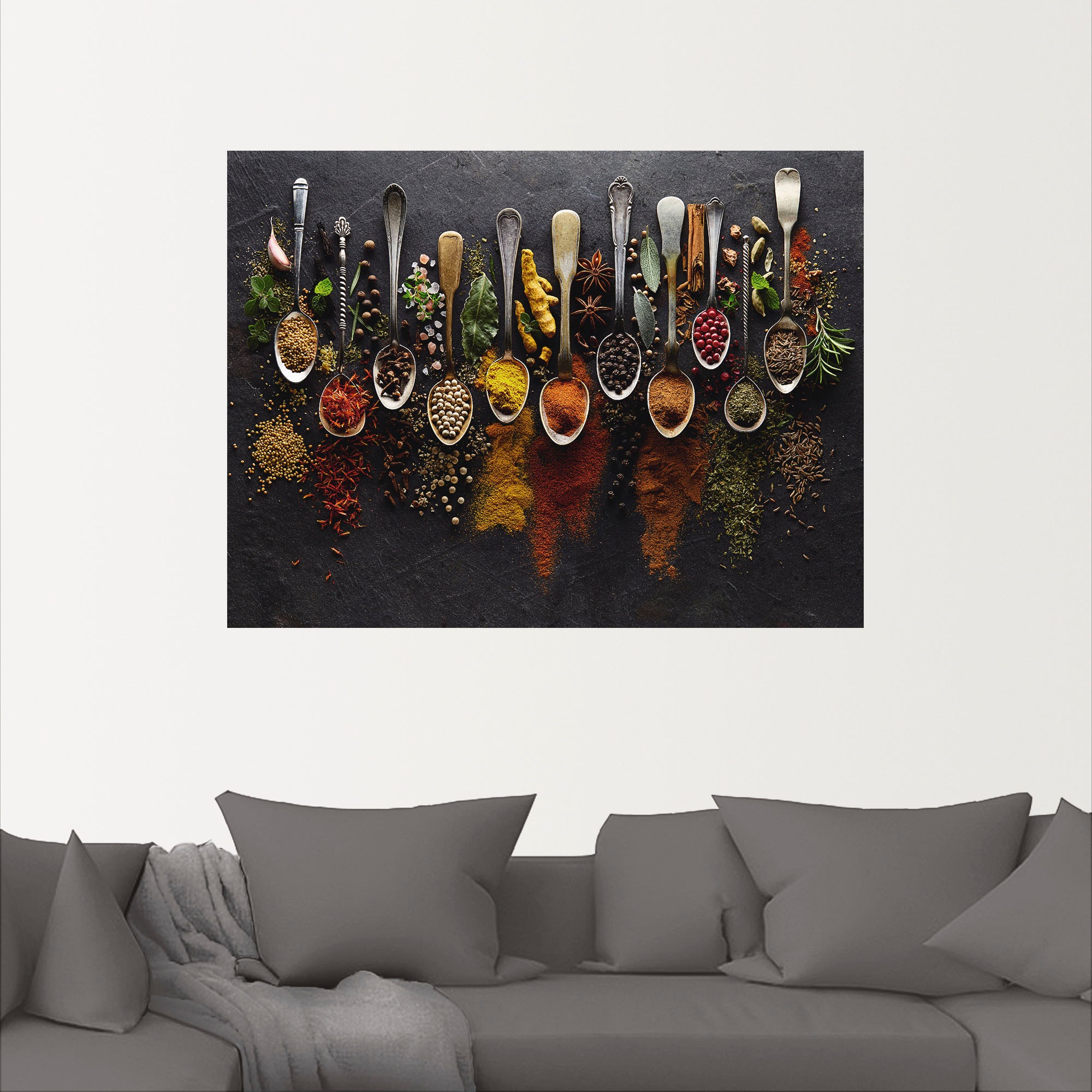 Thumbnail - Artland Wandbild "Kräuter Gewürze Schiefer", Lebensmittel, (1 St.), als Alubild, Outdoorbild, Leinwandbild, Poster, Wand...