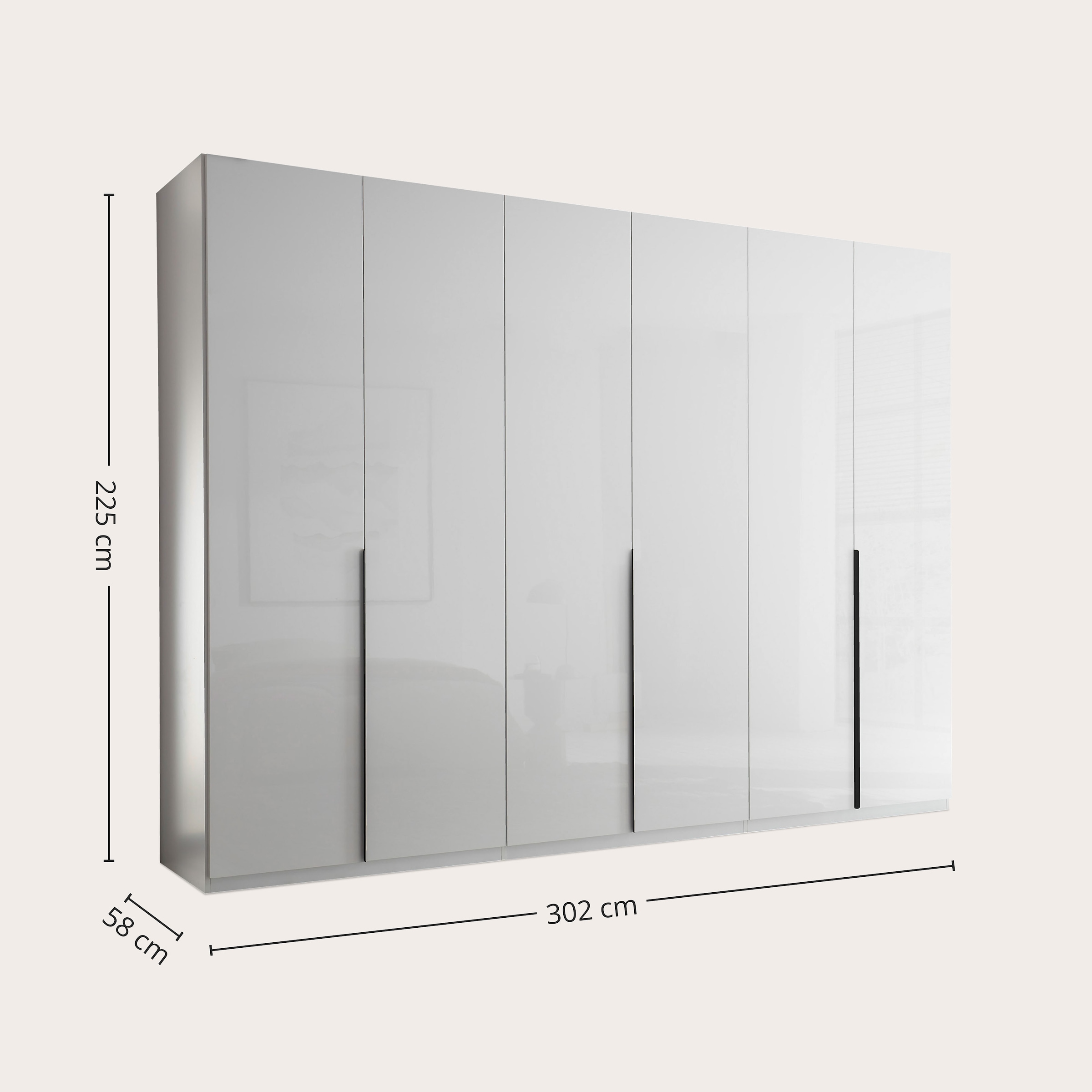 Schlafkontor Drehtürenschrank »Camoleo Kleiderschrank, 300cm Schrank in Hochglanz Soft-Close-Funktion« Spiegel auf der Innenseite der Tür